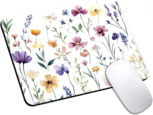 Mouse Pad, Cute Purple Wildflowers Mouse Pads for Desk, 9.5" x 7.9" Non-Slip Rubber Base Computer Mousepad with Women, Portable Square Design for Wireless Mouse and Pad Laptop Office & Travel