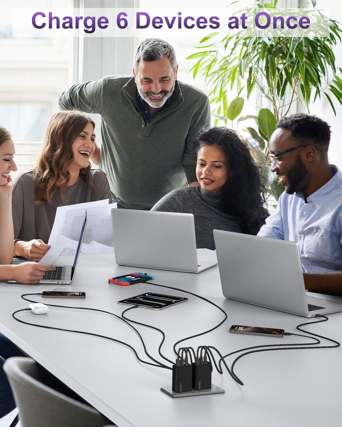 USB C Charger Block 100W, 3-Port GaN Super Fast Charger, Type C Wall Charger Adapter with 10ft USB C Charging Cable for MacBook Pro/Air,iPad Pro, iPhone 16/15Pro, Galaxy S24/S23 and More[2 Pack]-Black