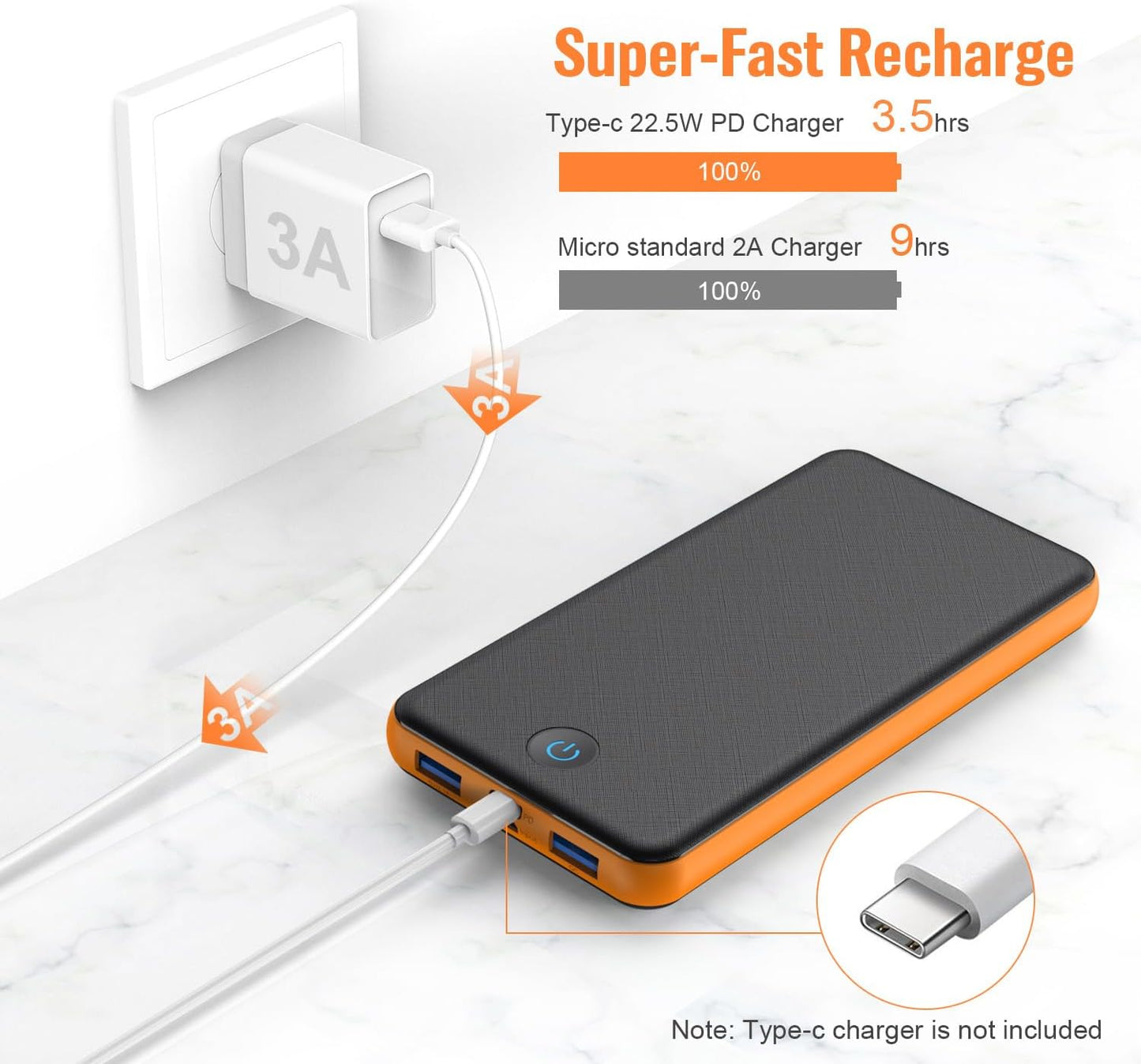Portable Charger Power Bank 26800mAh, QC3.0 USB C PD Fast Phone Charging with Intelligent Controlling IC, 3 Out & 2 Input External Cell Phone Battery Pack Compatible with iPhone,Android etc
