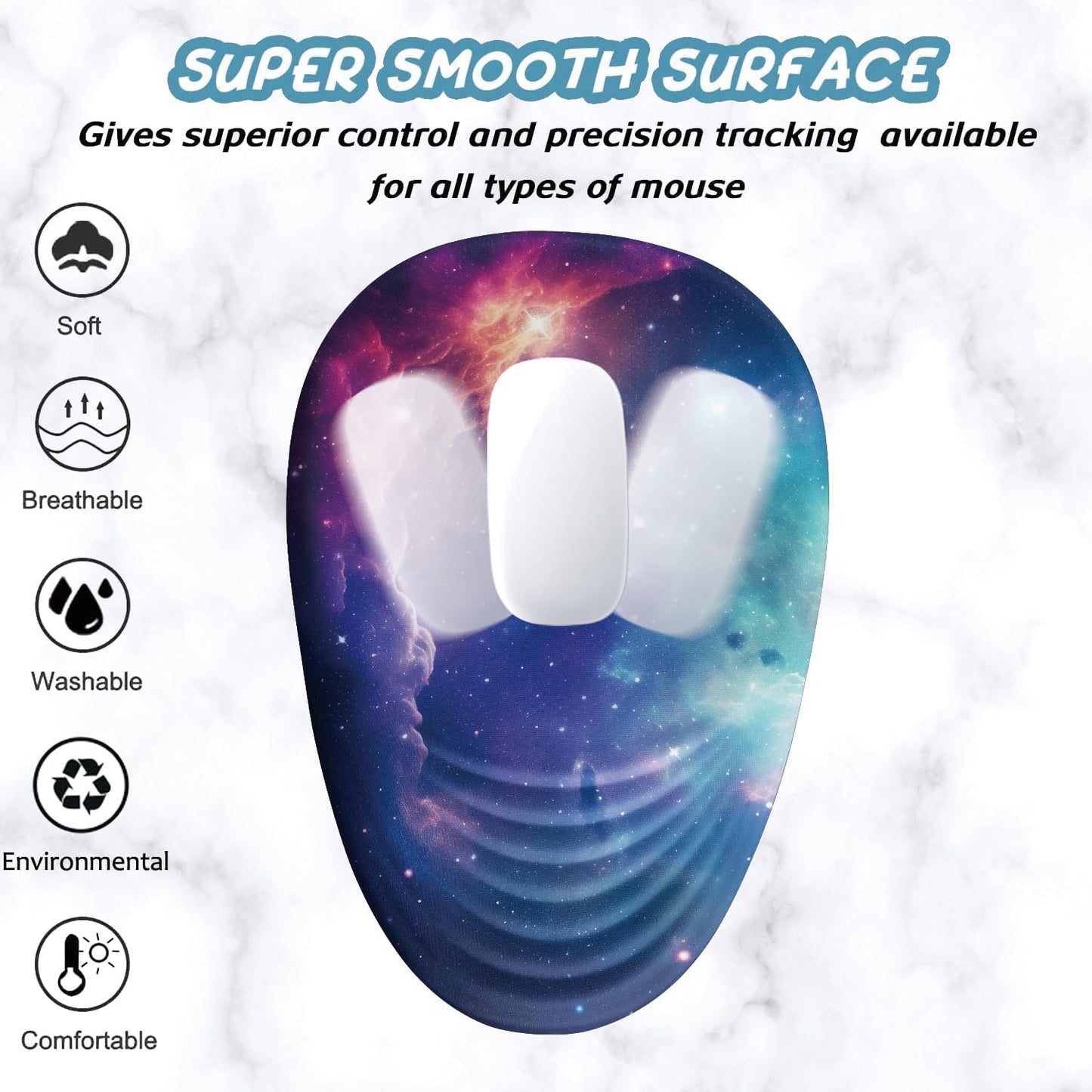 Ergonomic Mouse Pad Wrist Support, Mouse Pad with Wrist Rest, Entire Memory Foam & Non-Slip PU Base MousePads with Stepped-Wedge Design for Pain Relief, Desk, Office, Home, Galaxy