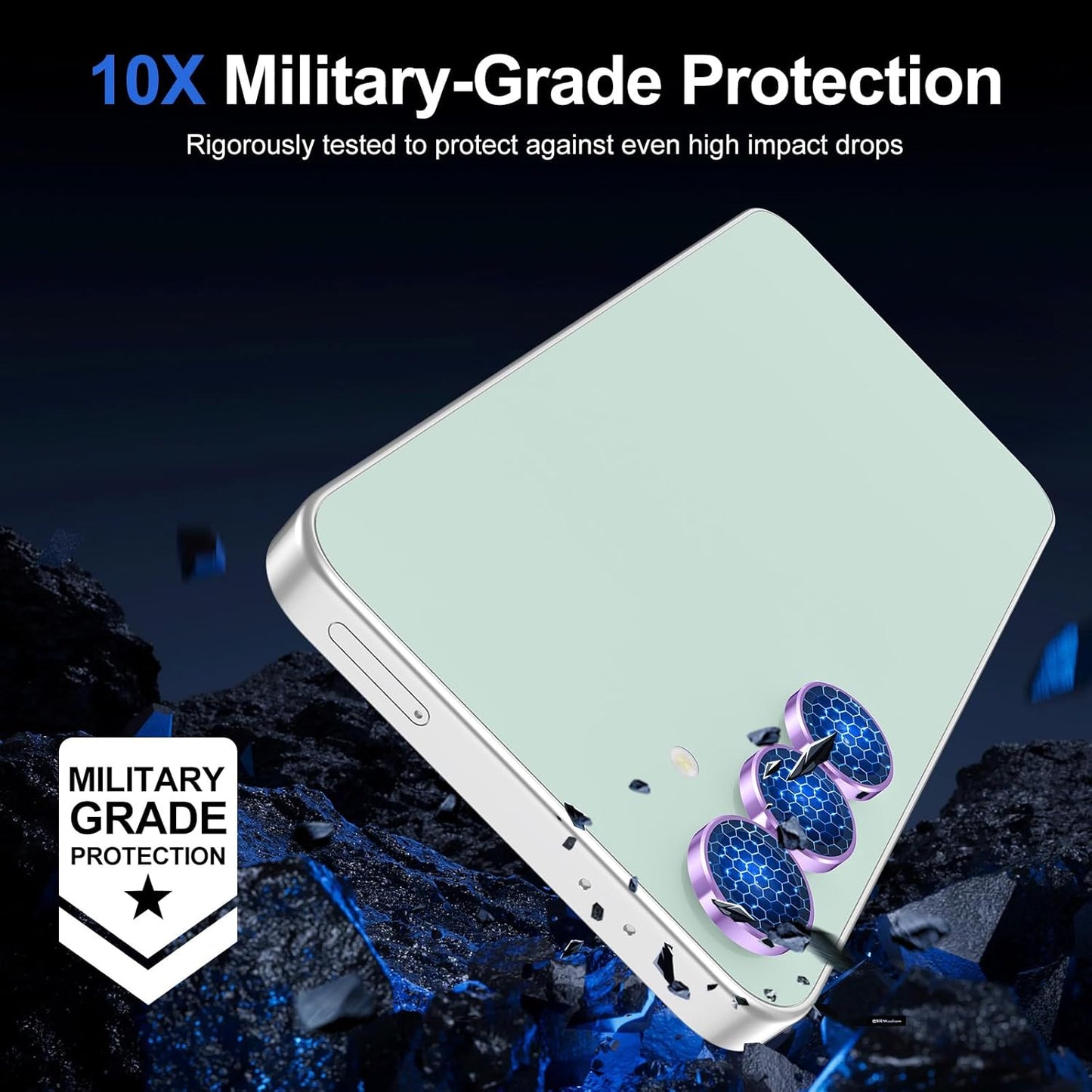 for Samsung Galaxy S24 FE Camera Lens Protector, Individual Metal Ring Tempered Glass Lens Cover, [Strong Adsorption] Scratch Resistant Ultra-Thin HD Clear Lens Cover, 1 Set-Purple Ring