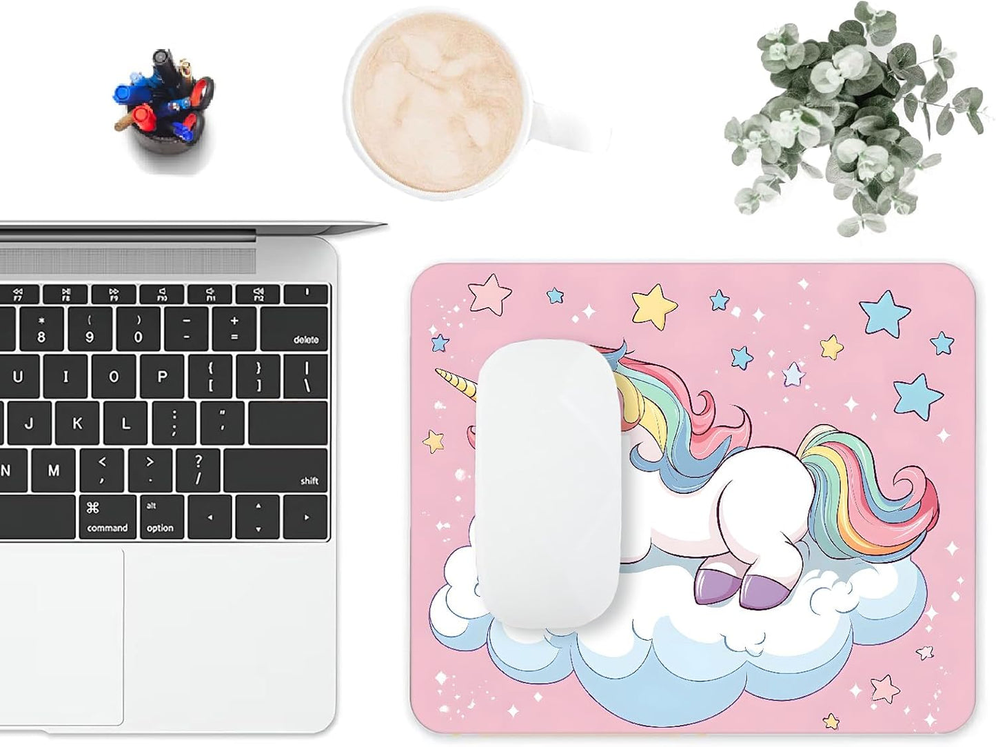 Mouse Pad, Pink Cute Unicorn Mouse Pads for Desk, 9.5" x 7.9" Non-Slip Rubber Base Computer Mousepad with Women, Portable Square Design for Wireless Mouse and Pad Laptop Office & Travel