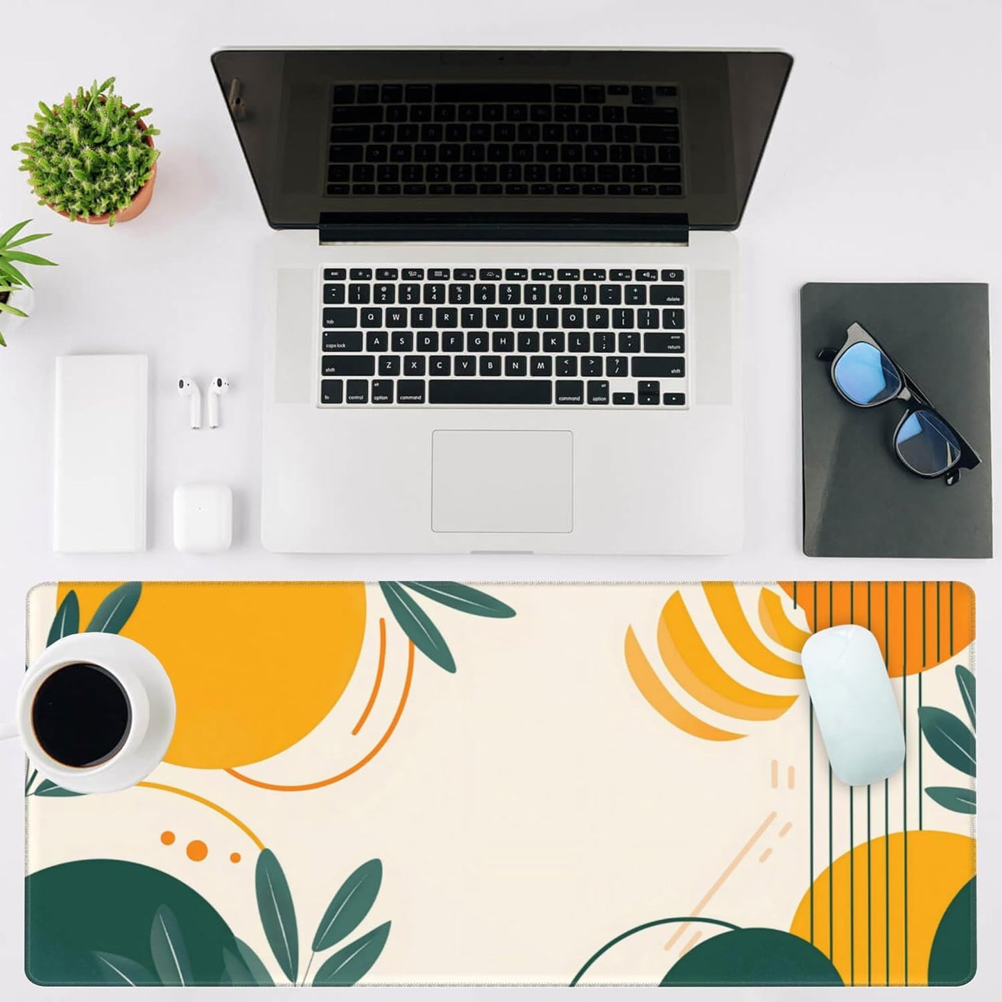 Mouse Pad Large Abstract Shapes and Lines Non-Slip Game Desk Mat with Stitched Edge Laptop Keyboard Desk Pad for Work Home Gaming (35.4 x 15.7 Inches)