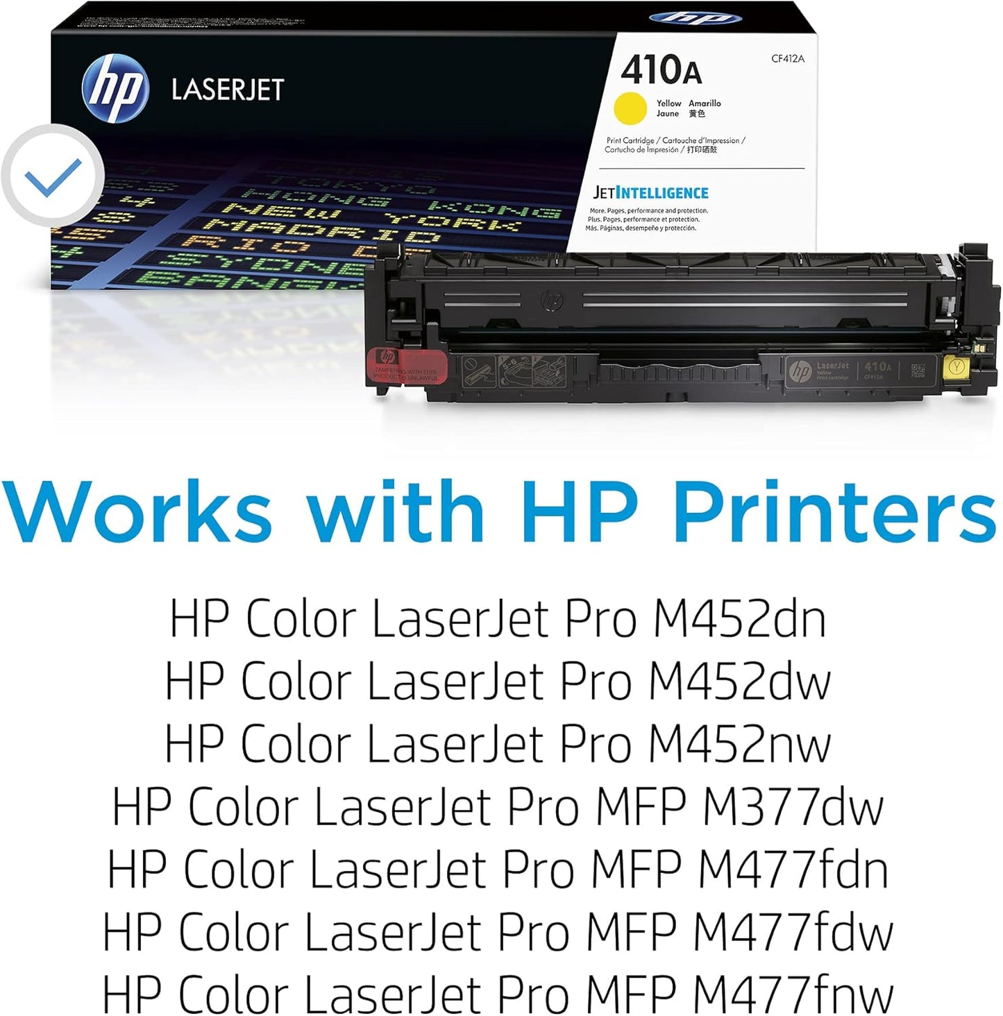 HP 410A Yellow Toner Cartridge | Works with HP Color LaserJet Pro M452 Series, HP Color LaserJet Pro MFP M377, M477 Series | CF412A