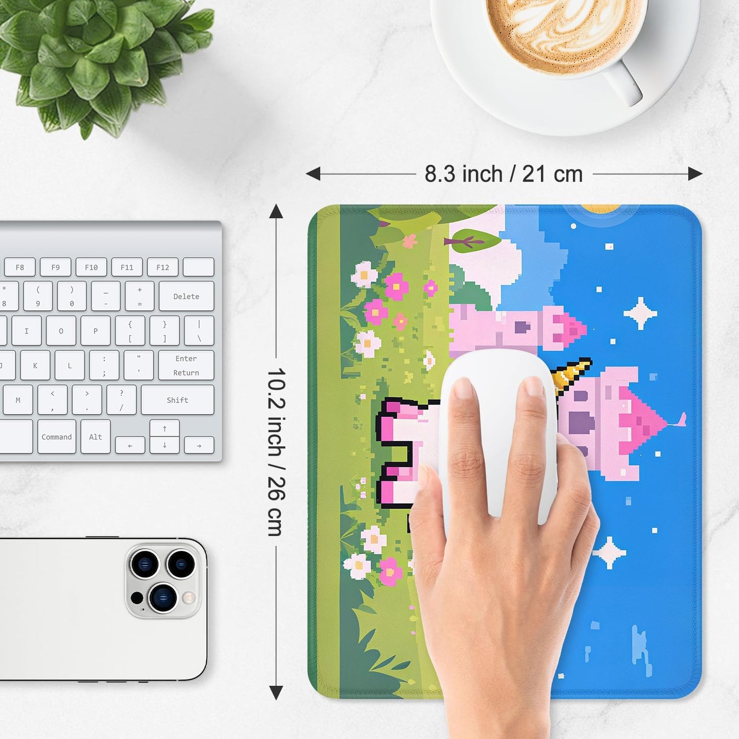 ITNRSIIET Mouse Pad Non-Slip Rubber Base Smooth Surface Stitched Edges Waterproof Durable Compatible with All Mice for Office & Gaming, Desk Accessory, 10.2x8.3x0.12 inch, PixelCastle