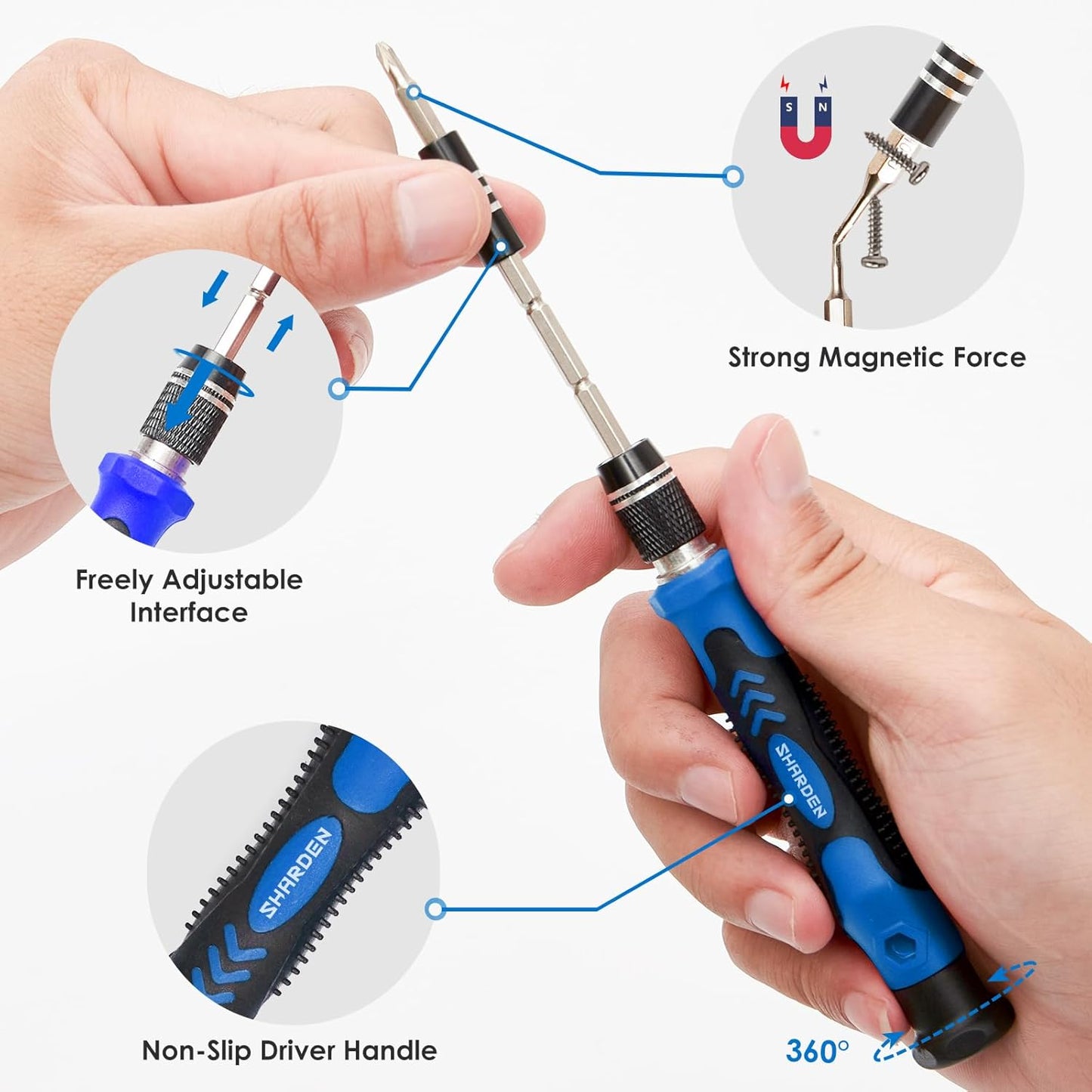 SHARDEN Precision Screwdriver Set, 122 in 1 Electronics Magnetic Repair Tool Kit with Case for Repair Computer, PC, Cellphone, Game Console, Watch, Eyeglasses etc (Blue)…