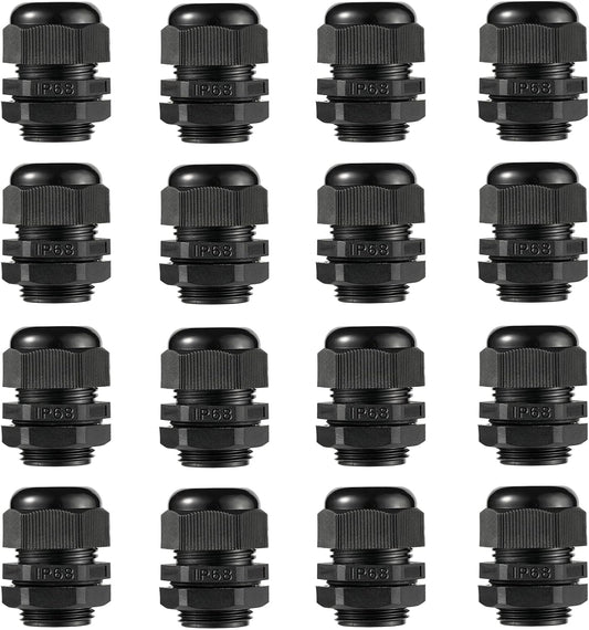 PENGLIN Cable Glands 3/4" NPT Nylon Cable Connector, Strain Relief Cord Connector, IP68 Waterproof Adjustable Locknut(3/4 Inch (16-Pack))