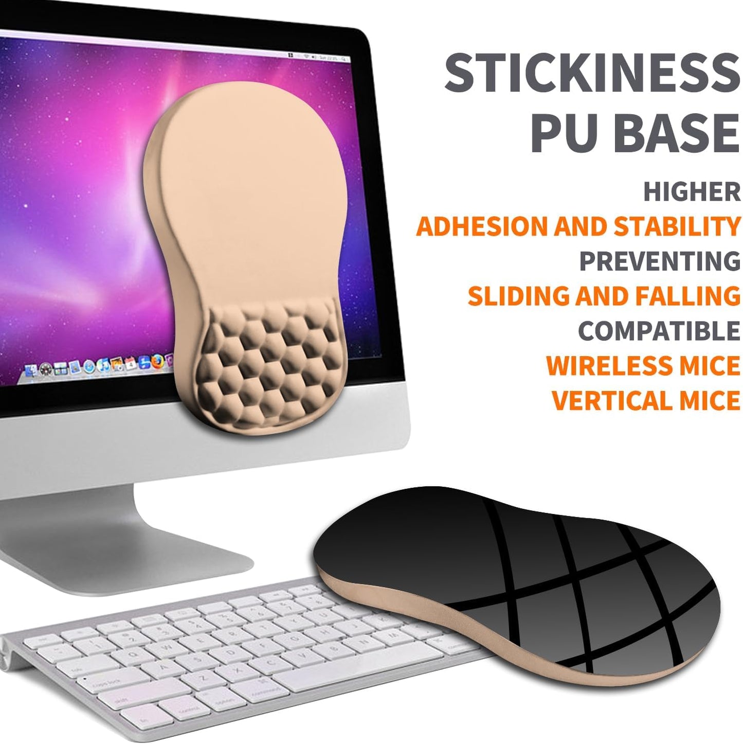 Ergonomic Joint Wrist Support Mouse Pad with Memory Foam Cushion Massage Bump, Carpal Tunnel Pain Relief Mousepad Slope Design for Wrist Rest, 11.8x7.9 in, Tan