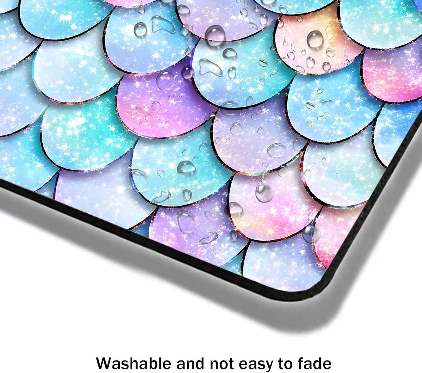 Mouse Pad, Cute Glitter Mermaid Scale Mouse Pads for Desk, 9.5" x 7.9" Non-Slip Rubber Base Computer Mousepad with Women, Portable Square Design for Wireless Mouse and Pad Laptop Office & Travel