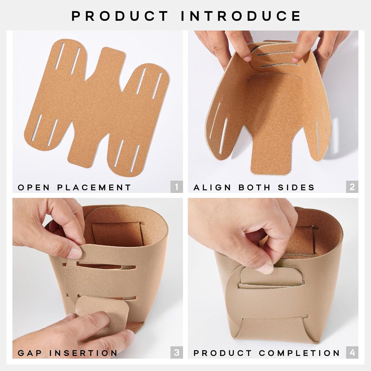 HOMIEAZICOZI 2-Pack Cork Leather Desk Accessories Storage - Pencil Pen Holder - Makeup Brush Holder Organizer - Stylish Addition to Home Decor (Apricot)