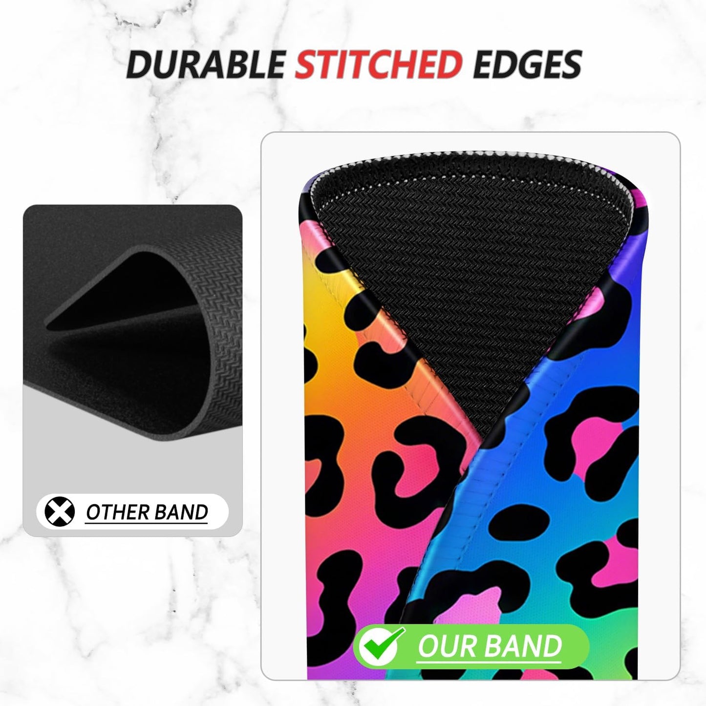 ITNRSIIET Mouse Pad Non-Slip Rubber Base Smooth Surface Stitched Edges Waterproof Durable Compatible with All Mice for Office & Gaming, Desk Accessory, Diameter 8.7 inch, RainbowLeopard