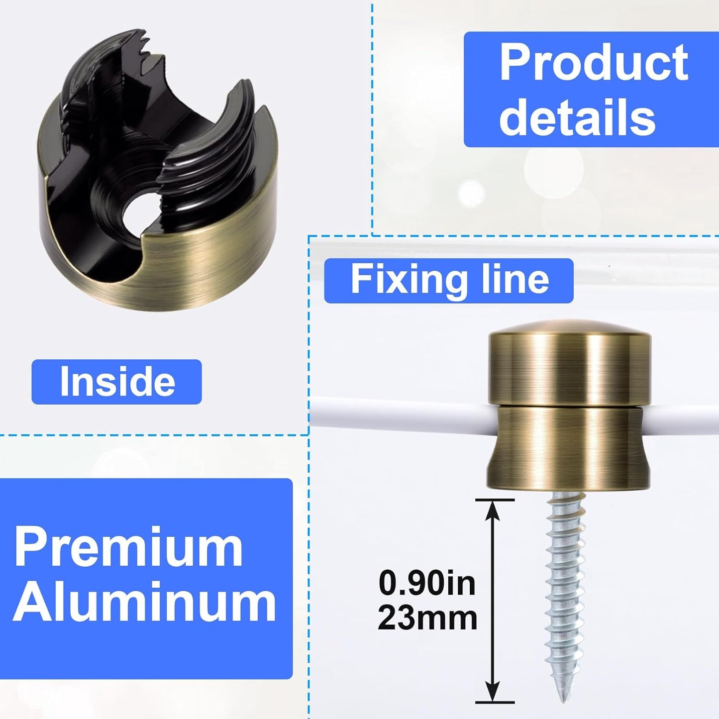 5 Sets Charger Holders for Cords, Antique Copper Color Adjustable Cable Anchor Holders, Adhesive Metal Cord Clips, Cable Management Wire Organizers for Desk, Office, Nightstand