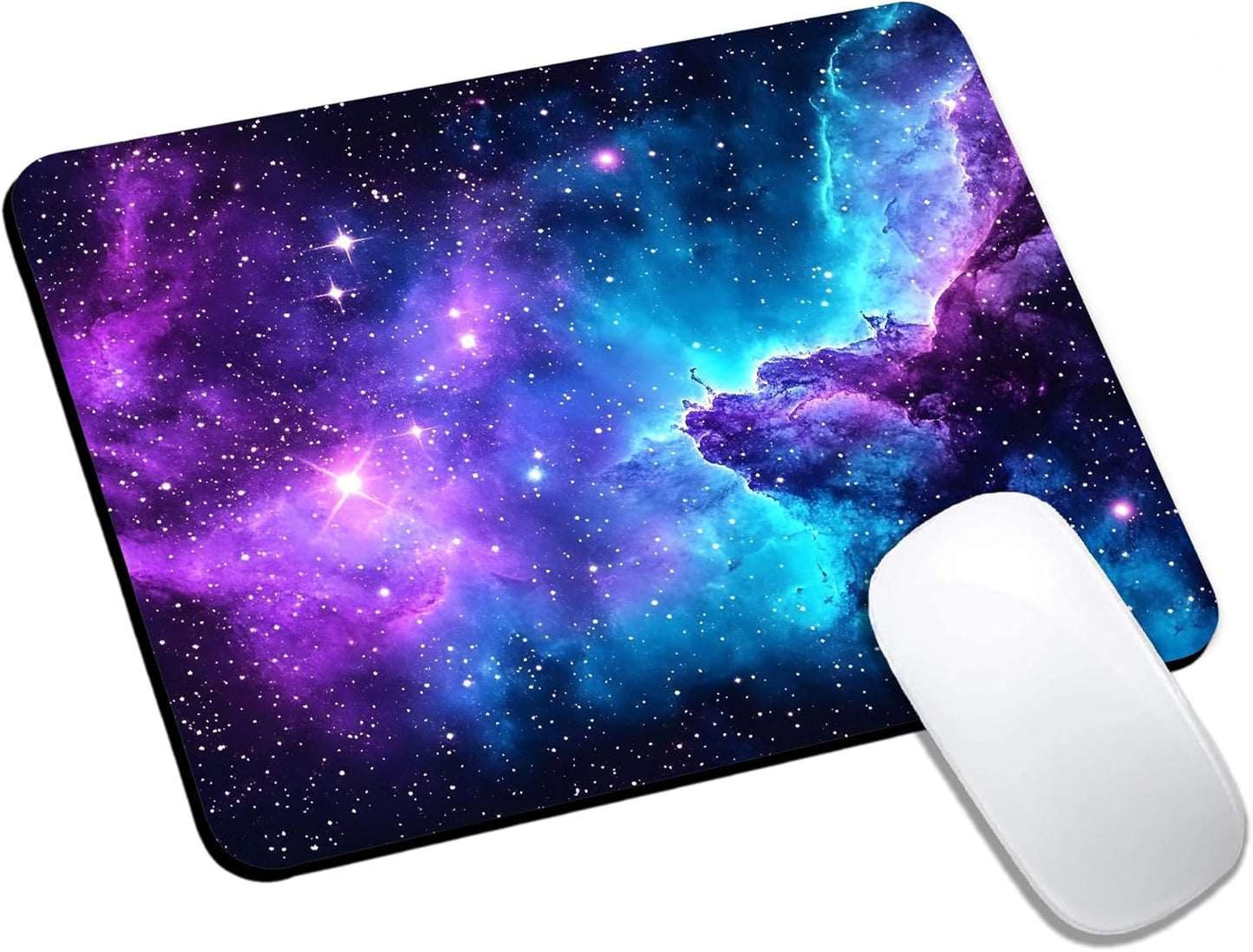 Mouse Pad, Cute Purple Nebula Galaxy Mouse Pads for Desk, 9.5" x 7.9" Non-Slip Rubber Base Computer Mousepad with Women, Portable Square Design for Wireless Mouse and Pad Laptop Office & Travel