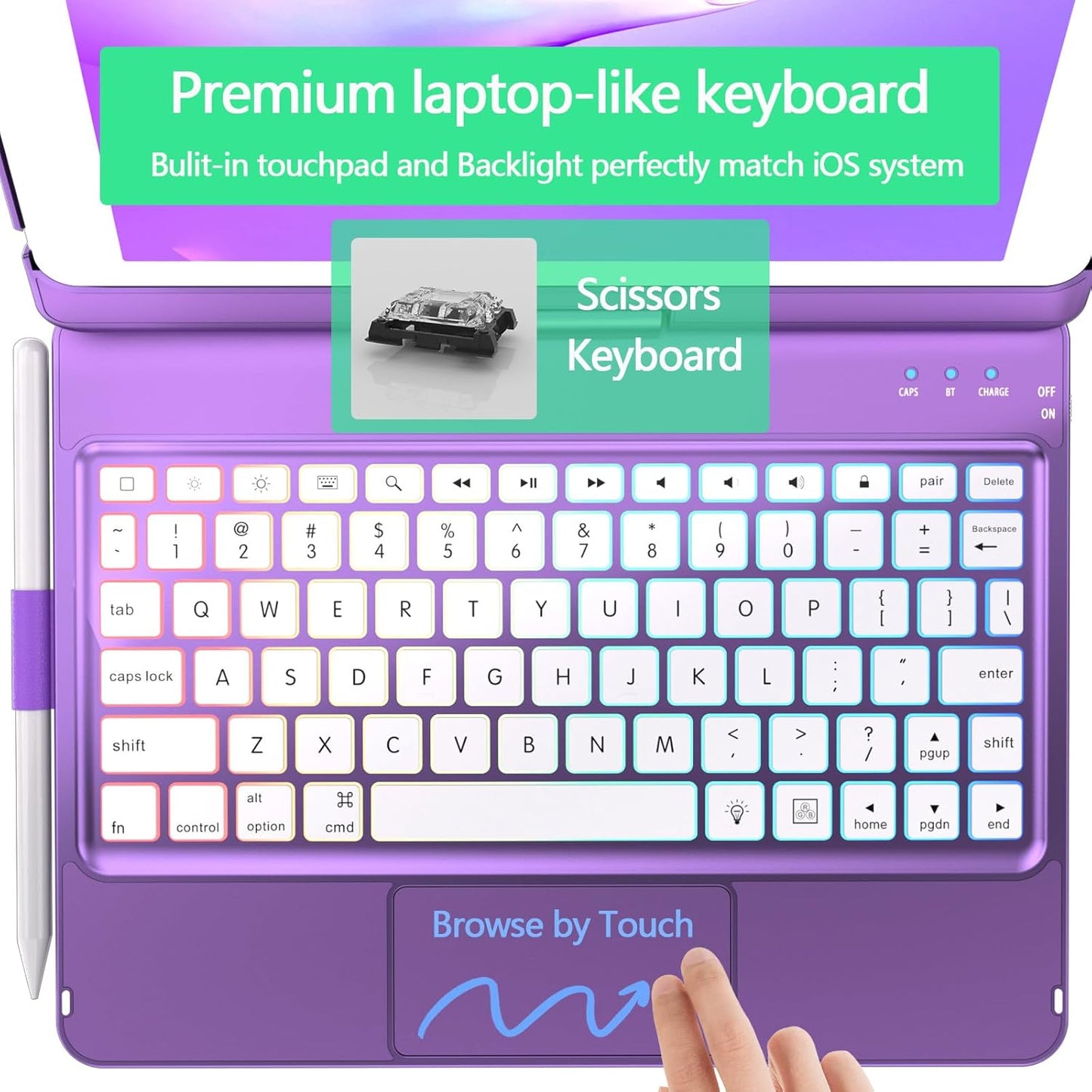 Keyboard Case for iPad 10.2 9th/8th/7th Gen - 360 Rotatable Protective Cover With Touch Keyboard, Pencil Holder for iPad 9/8/7 Generation