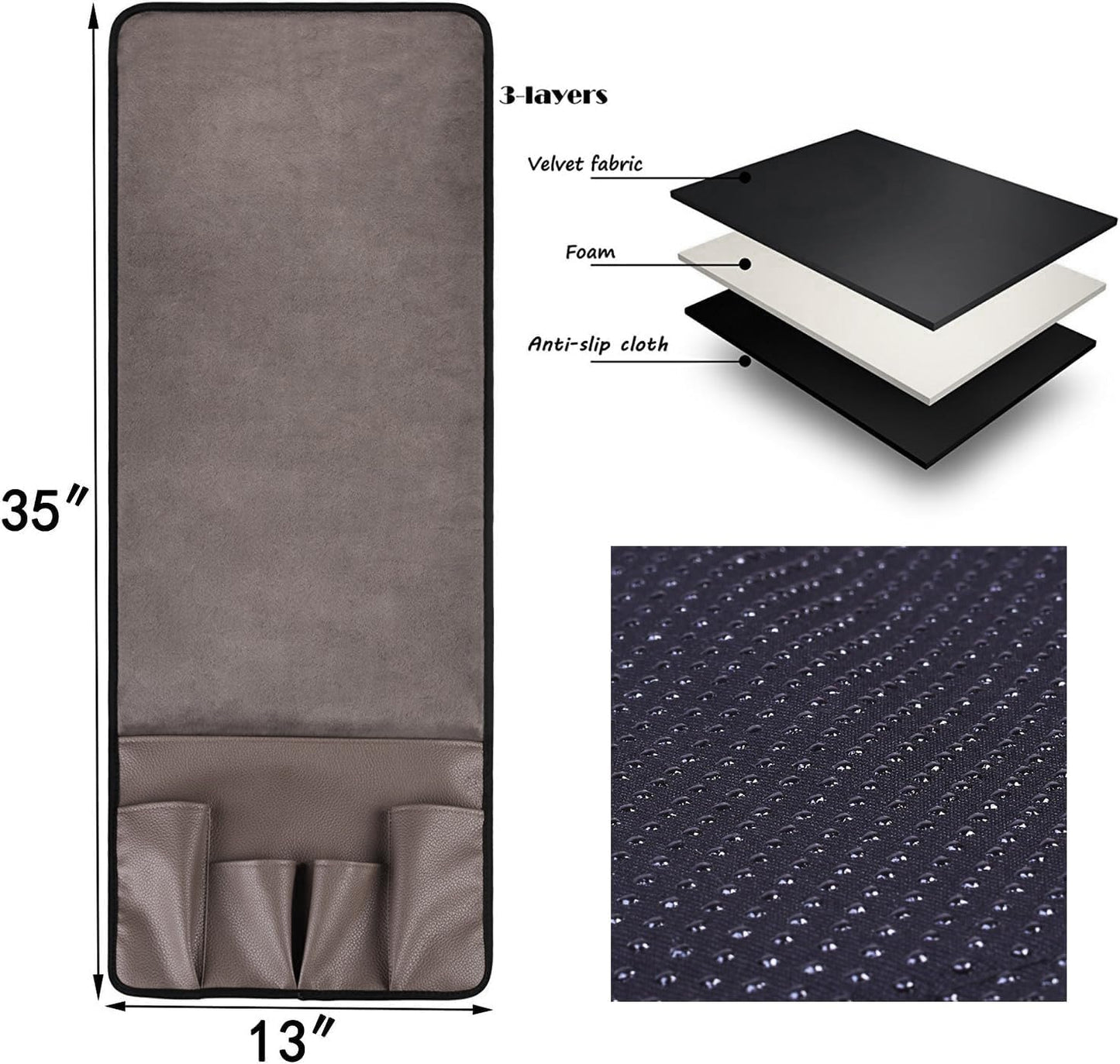 Wanty Velvet Sofa Couch Chair Armrest Soft Caddy Organizer Holder for Remote Control, Cell Phone, Book, Pencil (Brown)