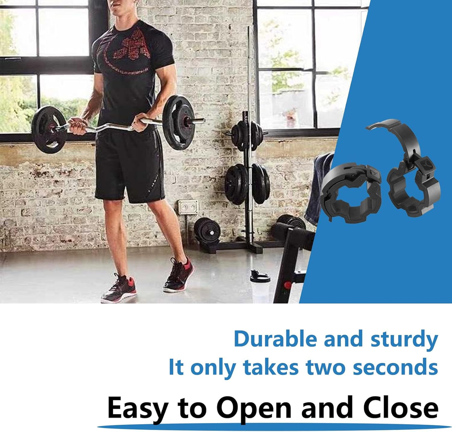 Barbell Clamps 28mm, Barbell Clips, Quick-Release Safety Weight Clips for Bars, Pair of Locking Clips for Workout Weightlifting Fitness Training (Black, 1.1Inches)