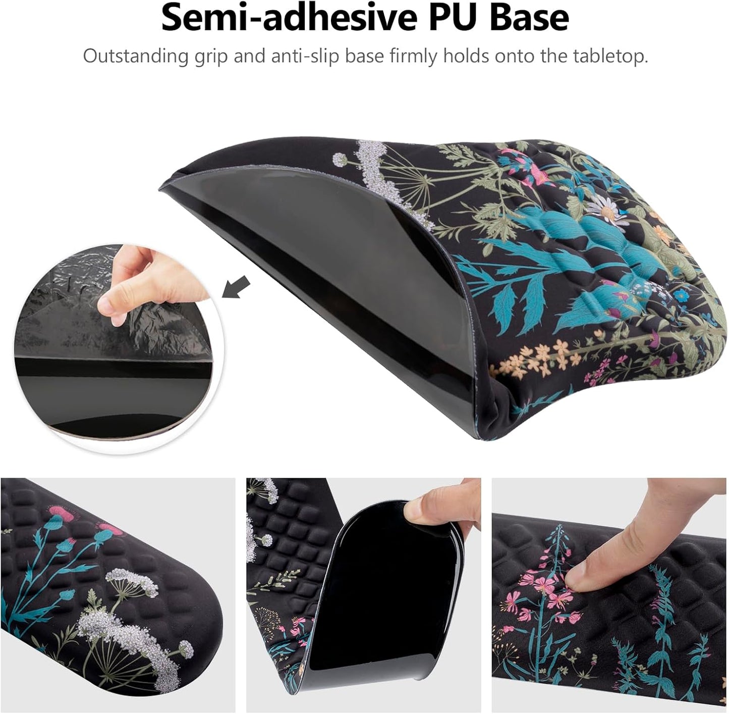 Mouse Pad Wrist Support, Laokiiy 2 in1 Keyboard Wrist Rest+ Ergonomic Mouse Pad, Non-Slip Wrist Rest for Computer Keyboard, Made Easy Typing & Relieve Wrist Pain(Flower)