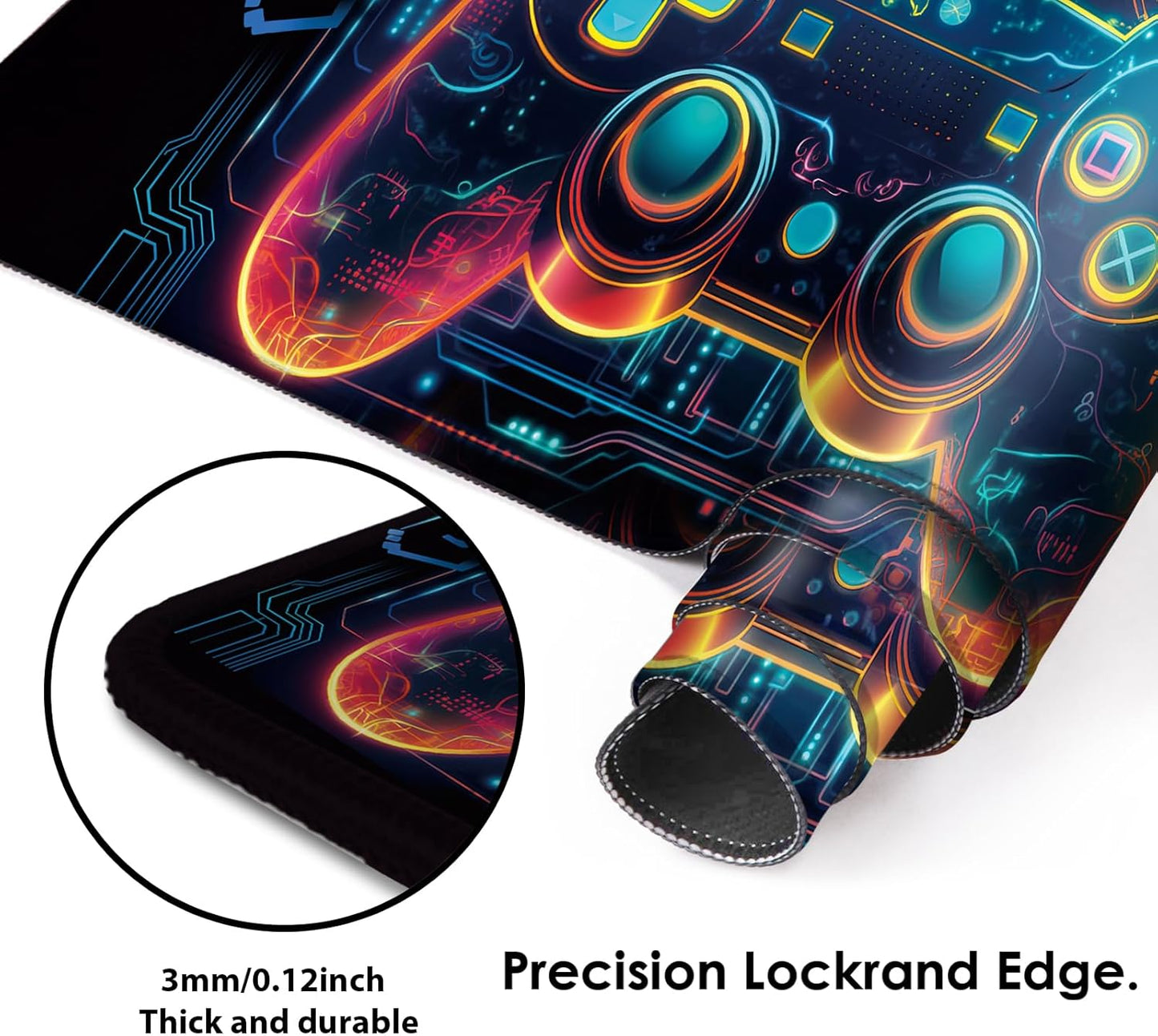 Galdas Gaming Mouse Pad XXL XL Large Long Extended Big Mousepad Non-Slip Rubber Keyboard Mouse Pad with Stitched Edges for Laptop Home Office (31.5x11.8x0.08 Inch) … (Handle)