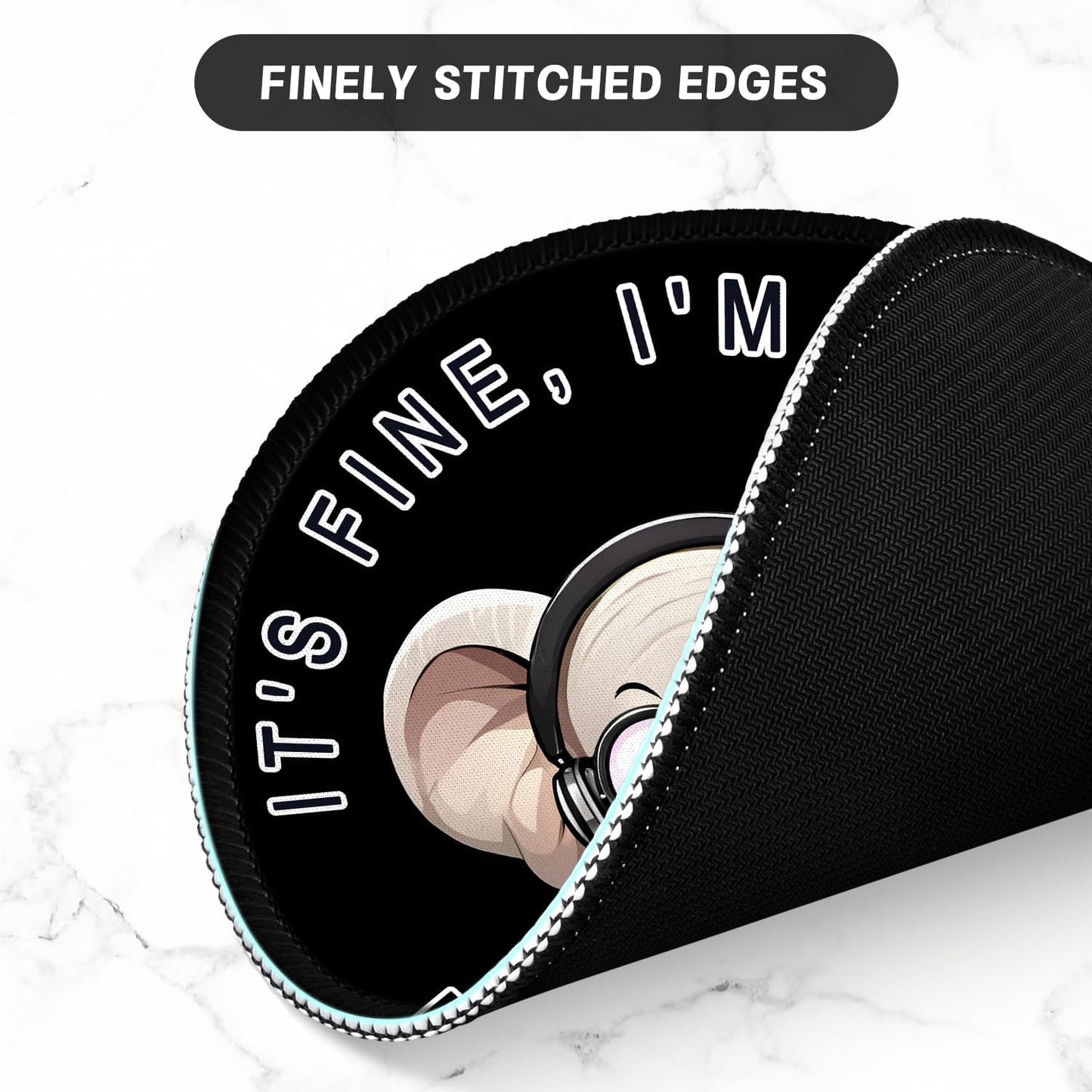 ITNRSIIET Round Mouse Pad with Stitched Edge Premium-Textured Waterproof Non-Slip Rubber Base Desktop Protection Mat Diameter 8.7 inches, Pretty Fine Elephant