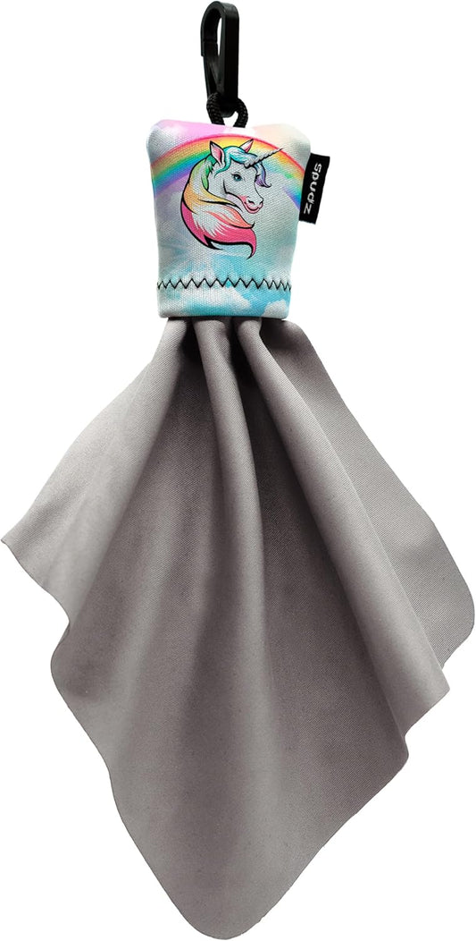 SPUDZ Classic Microfiber Lens Cleaner – Clip-On Pouch, Washable – for Binoculars, Scopes, Glasses, Screens | Pastel Unicorn, 6 x 6 Inch