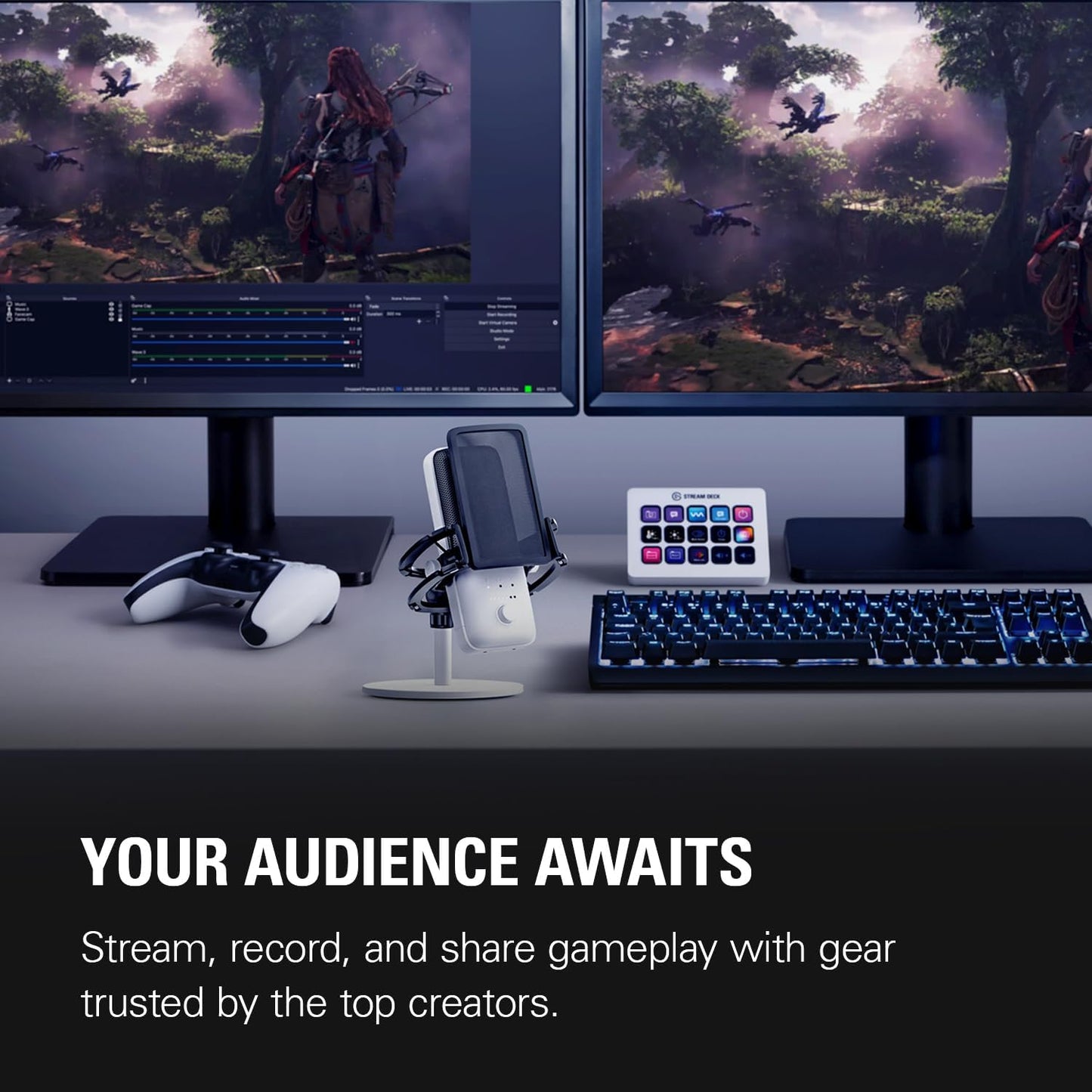 Elgato Wave:3 White Kit - Premium Studio Quality USB Condenser Microphone with Shock Mount and Pop Filter, for Streaming, Podcast, Gaming and Home Office, Free Mixer Software, Plug & Play for Mac, PC