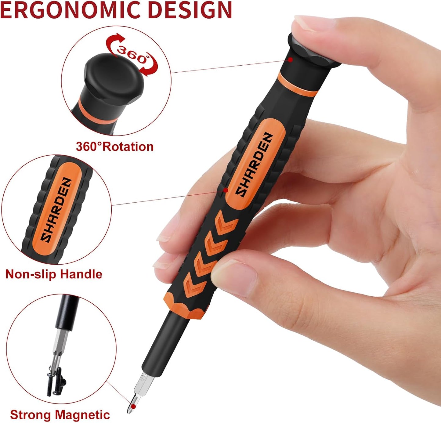 SHARDEN 58 in 1 Small Precision Screwdriver Set Magnetic Mini Screwdriver Set with Case Professional Electronic Tools Kit for iPhone, MacBook, Computer, Laptop, PC, RC, PS4, Xbox, Eyeglasses, Watch