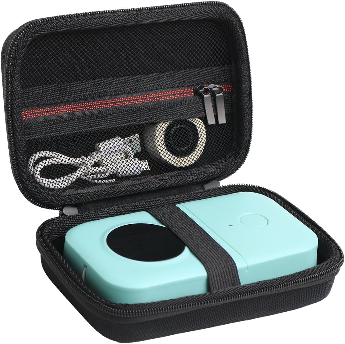 Labels Printer Case Compatible with Nelko P21/TYPONOS P21/Niimbot D11/Phomemo D30 D35/JADENS D11/ORGBRO X1 X3 S001 Label Maker Machine, Mesh Pocket for Label Printer Tape Accessories