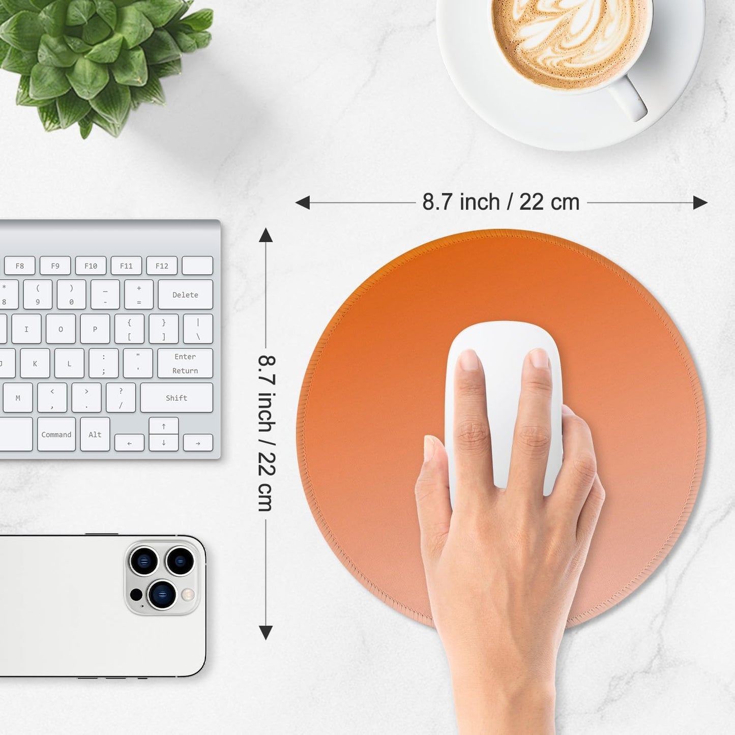 ITNRSIIET Mouse Pad Non-Slip Rubber Base Smooth Surface Stitched Edges Waterproof Durable Compatible with All Mice for Office & Gaming, Desk Accessory, Diameter 8.7 inch, Sunset Gradient