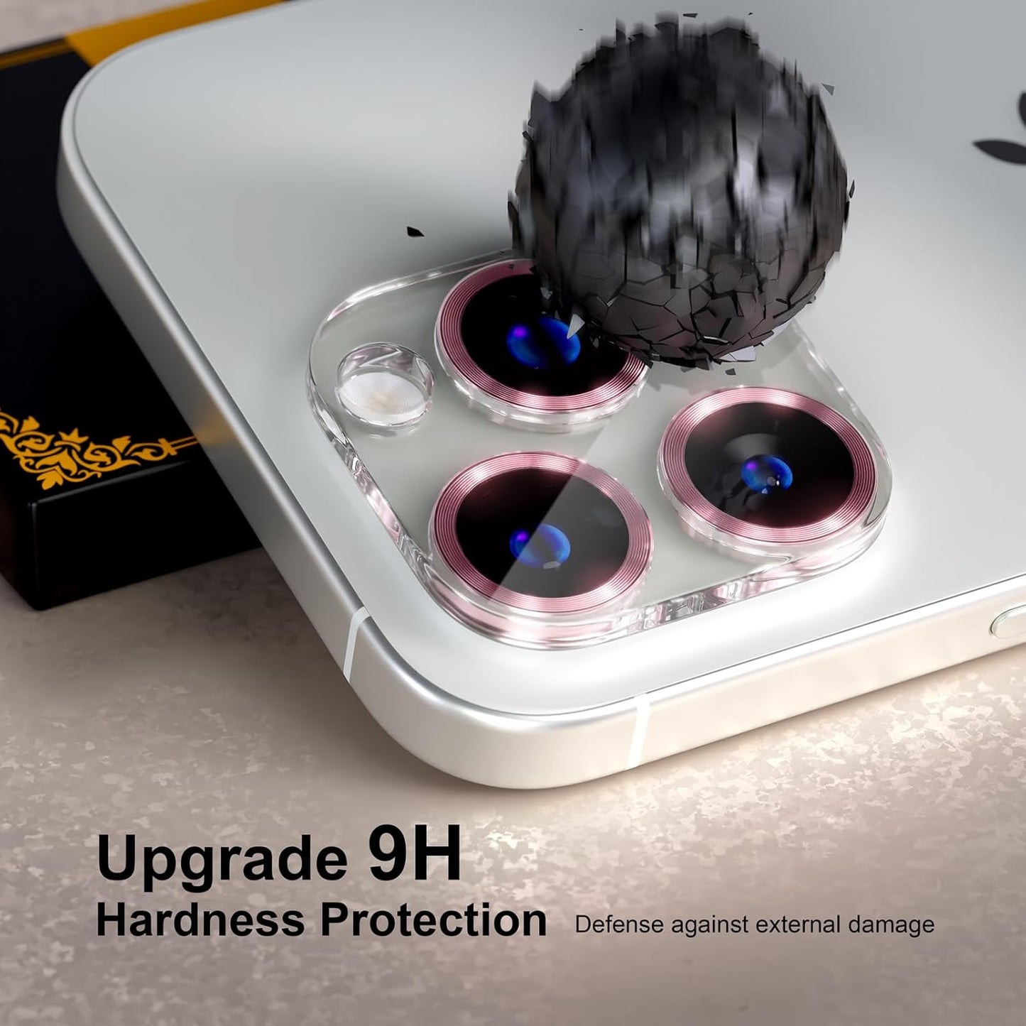 beuxece for 6 Pack iPhone 15 Pro/iPhone 15 Pro Max Camera Lens Protector [Drop Protection] [Case Friendly] [Easy Installation] 9H Tempered Glass Camera Screen Protector Cover, CD Pink