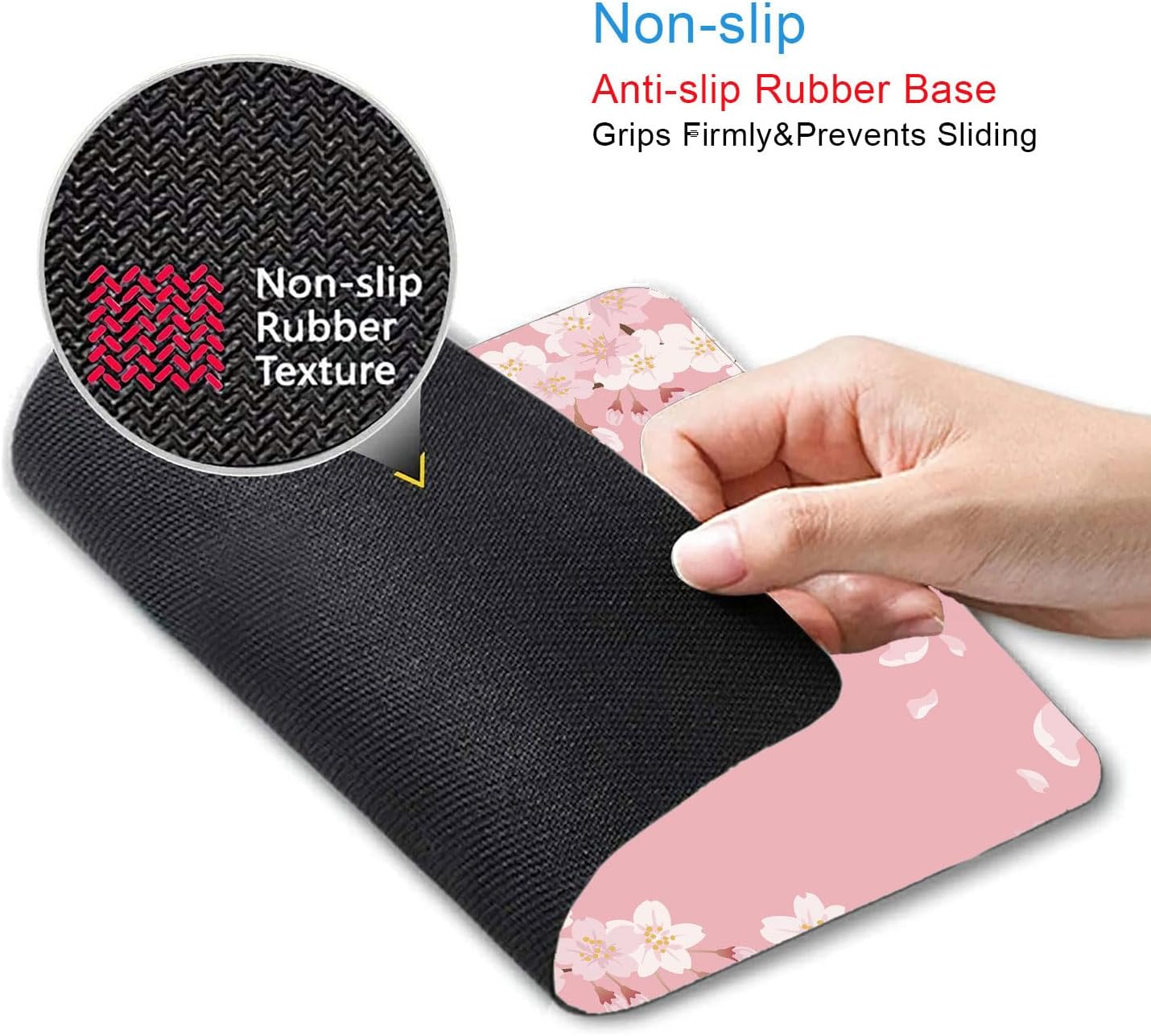 IMAYONDIA Cute Pink Mouse Pad, Floral Flowers Mouse Pad, Sakura Cherry Blossom Mousepad, Japanese Aesthetic Desk Decor, Anti Slip Rubber Base Mice pad for Computer Office Girl, 9.5 x 7.9 Inch