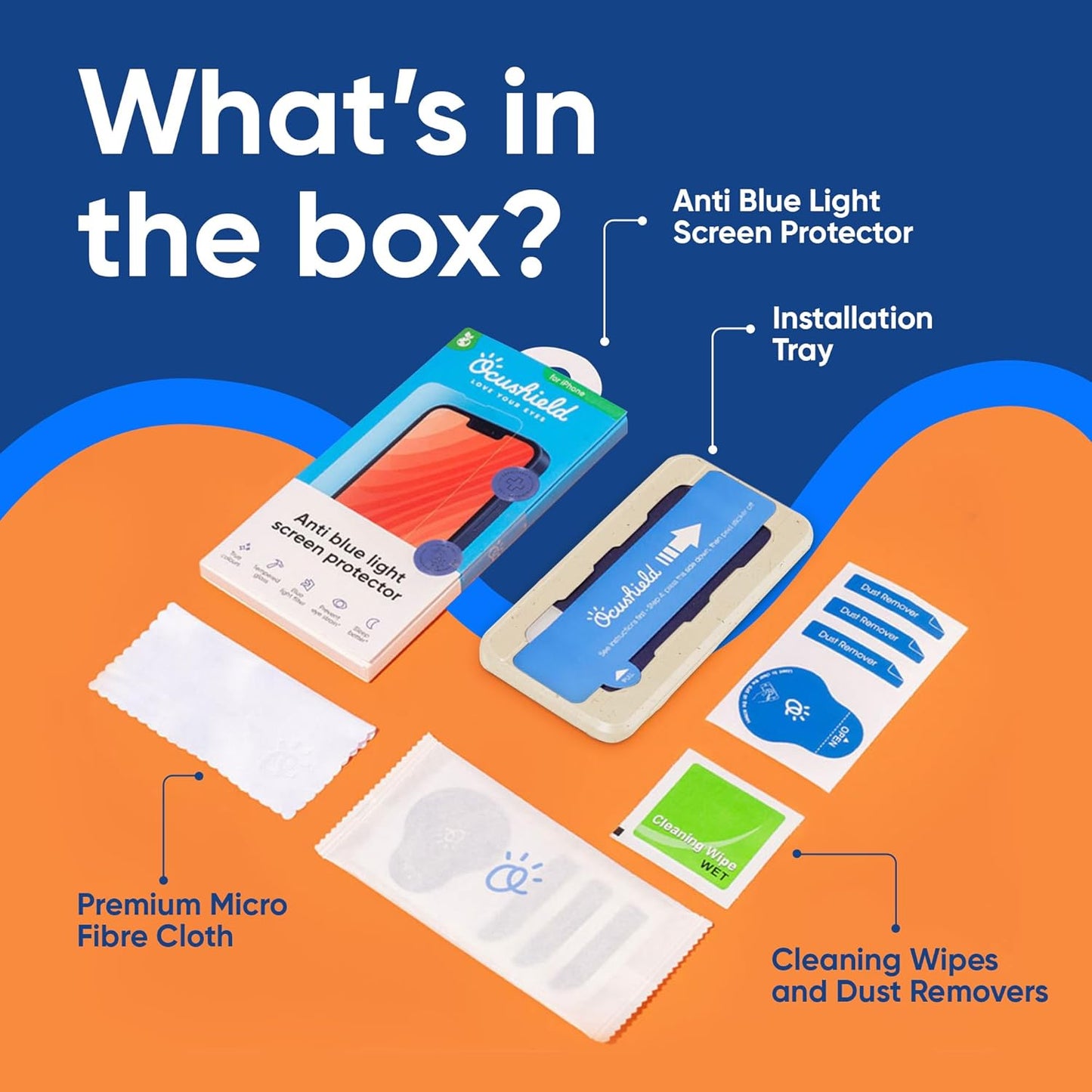 Ocushield Anti Blue Light Tempered Glass Screen Protector for iPhone SE - Protect Your Eyes Reduce Migraines & Improve Sleep