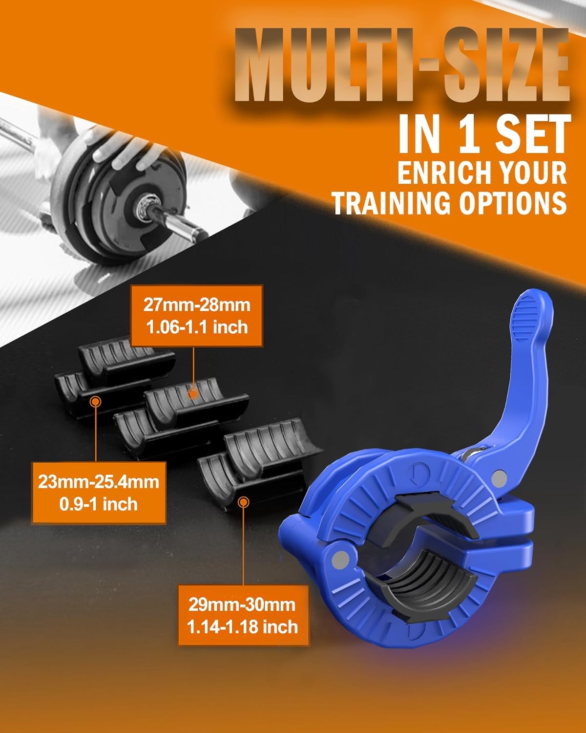 MAXRICH Barbell Clamp 1 inch Multiple Sizes & Adjustable Weight Clips for Quick Release Barbell Collars