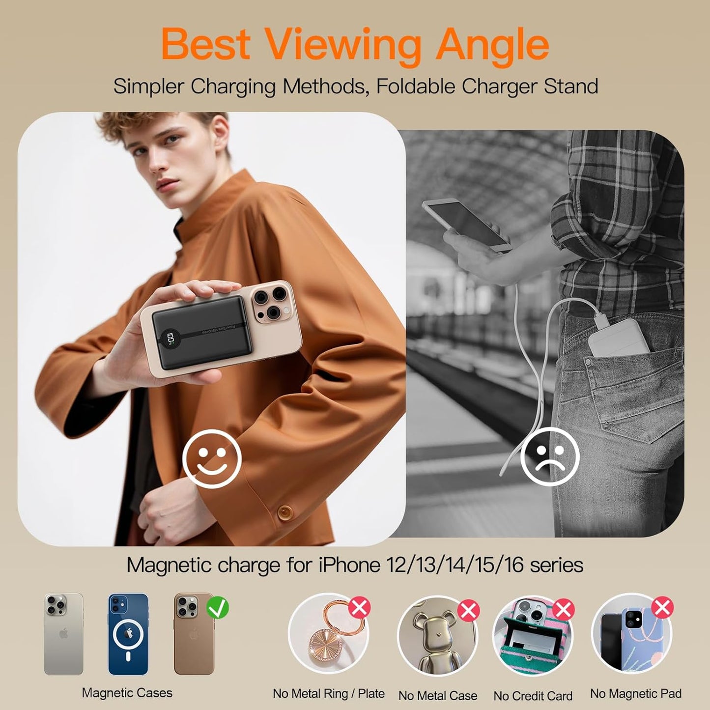 Magnetic Portable Charger, 16800mAh Wireless Power Bank, with 20W USB-C Fast Charging and LED Digital Display Magnetic Battery Pack, Compatible with iPhone 16/15/14/13/12 Full Series (2025)