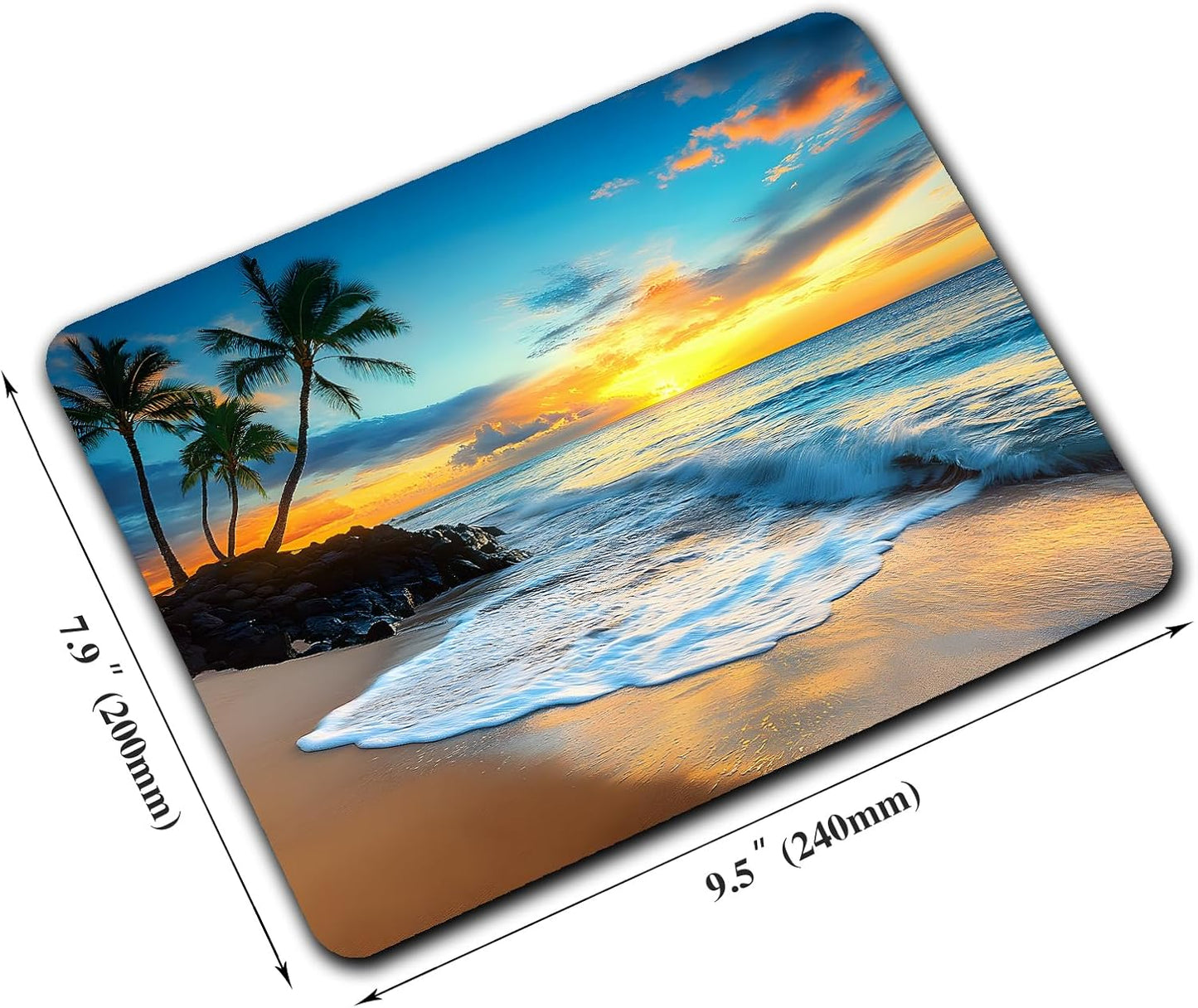 Sunset Beach Mouse Pads for Desk, Portable Wireless Computer Mouse pad Small Design with Women, Non-Slip Rubber Base Laptop Mousepad 9.5" x 7.9" Smooth Surface for Office & Travel