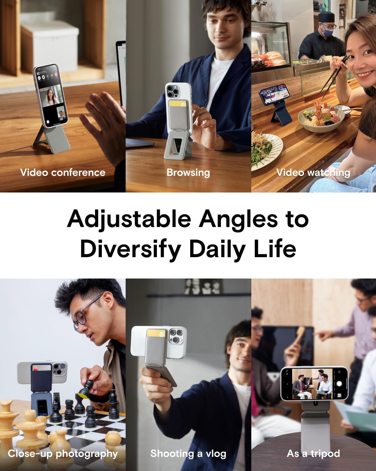 MOFT Phone Tripod Wallet, 3 in 1 Phone Stand, NFC-Supported Magnetic Phone Wallet, MOVAS Vegan Leather Adjustable Card Holder, Sunrise