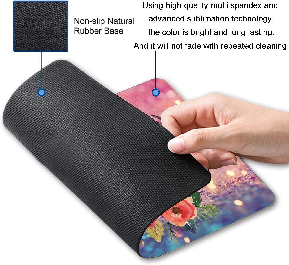 Inspirational Quote Mouse Pad - Purple Glitter, Square Waterproof, Non-Slip Rubber Base for Office Laptop, 9.5"x7.9"x0.12" Inch (Stay Positive)