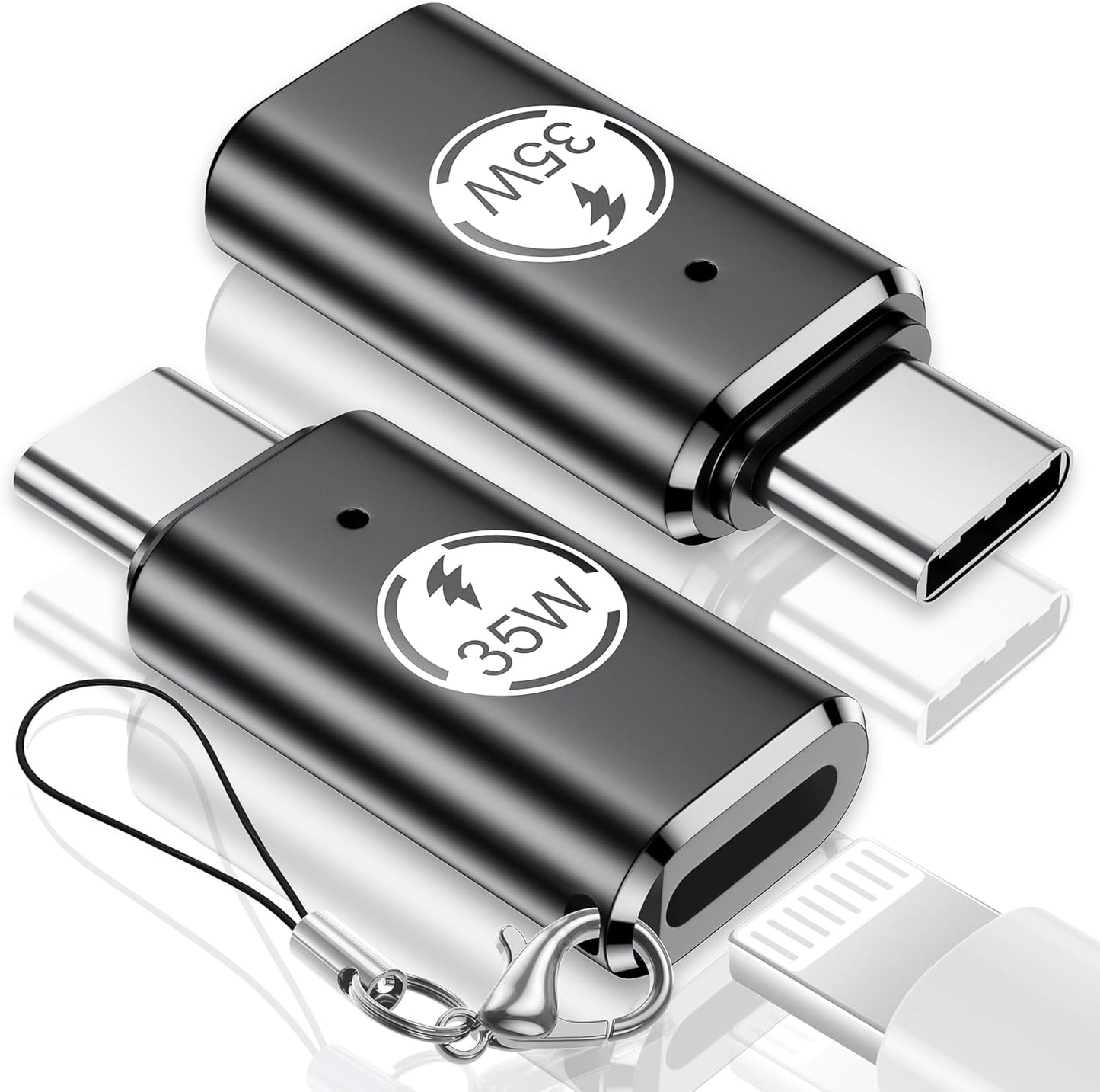 Temdan Lightning to USB C Adapter (2 Pack) for iPhone 15/16 Pro/16 Pro Max/16 Plus,Type C Charger Connector,Support Charging & Data Transfer,for iPhone 15/16 Charger Adapter Not for Audio/OTG-35W