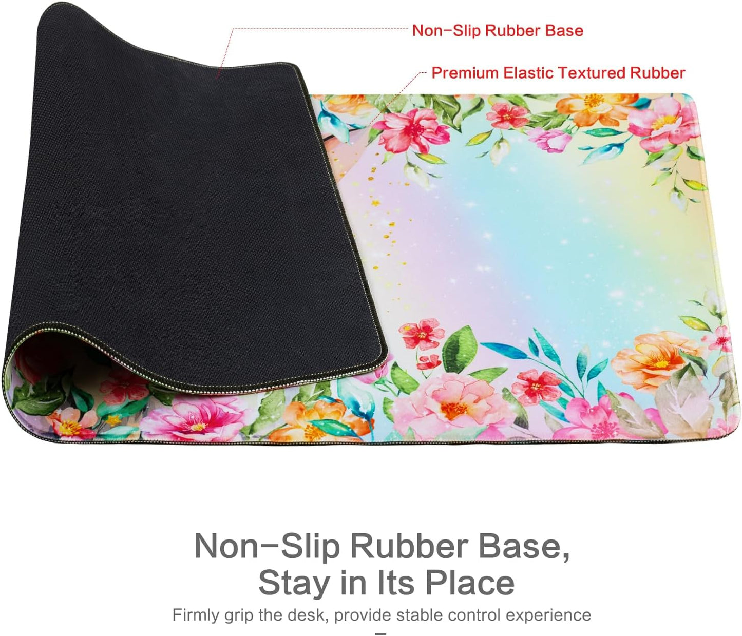 Lokigo Cute Rabbit Desk Pad, Gaming Mouse Pad 31.5"x15.7", Waterproof Big Mouse Pad for Desk Rubber Base Desk Matt with Stitched Edges Keyboard Mousepad for Laptop, Game, Work, Study, Bunny