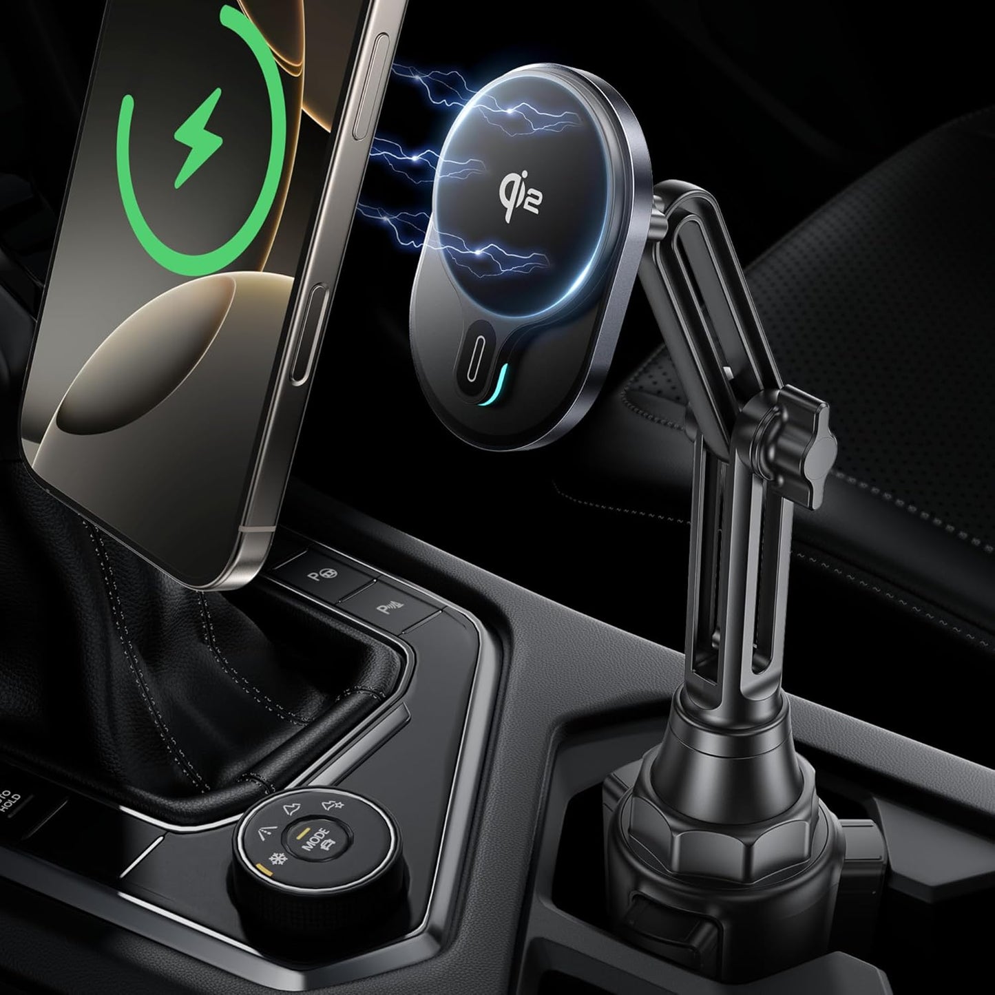 for Qi2 15W Wireless MagSafe Car Mount Charger Cup Phone Holder,15W Fast Charging Charger Phone Holder Mount for iPhone 16/15/14/13/12, Galaxy S25, Fast Charging for Magnetic iPhone Car Accessories
