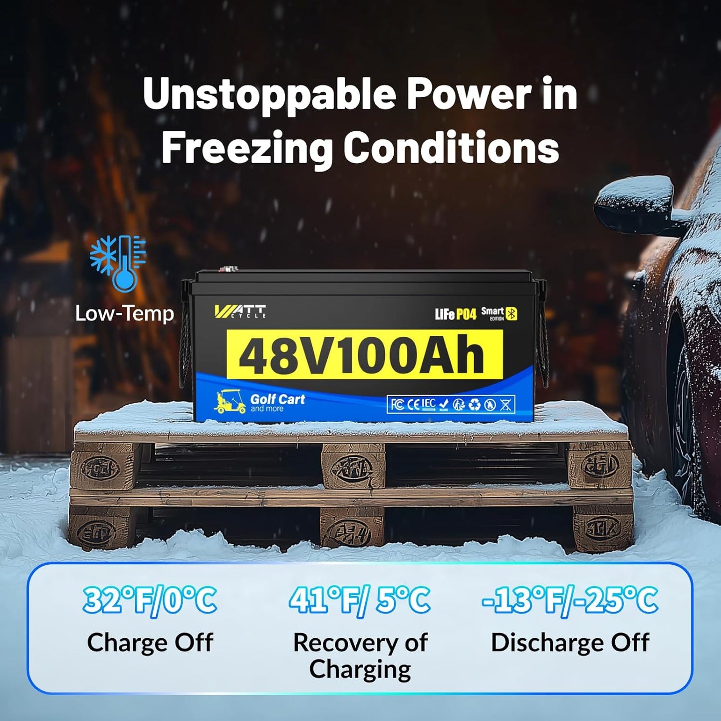 48V 100Ah Lithium Battery for Golf Cart, Built-in Bluetooth & 200A BMS & Mobile Monitor, 48Volt 15000+ Deep Cycles LiFePO4 Lithium Batterys, Range of 60 Miles 600A Peak Current for Golf Cart