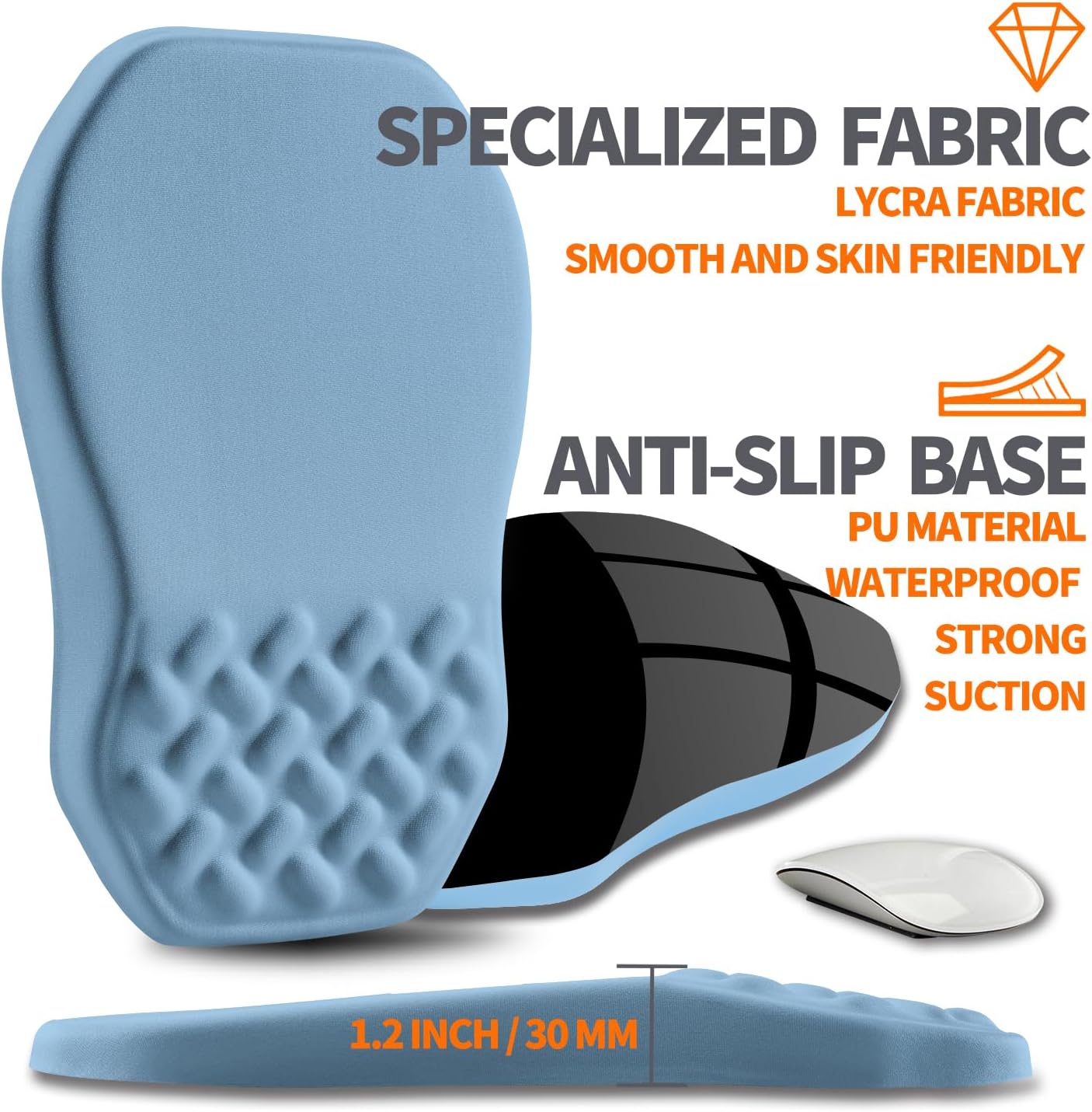 Ergonomic Slope Mouse Pad Wrist Support, Wrist Rest Mousepad for Carpal Tunnel Pain Relief with Massage Bulge and Slow Rebound Memory Foam (12x8 inch, Sky Blue)