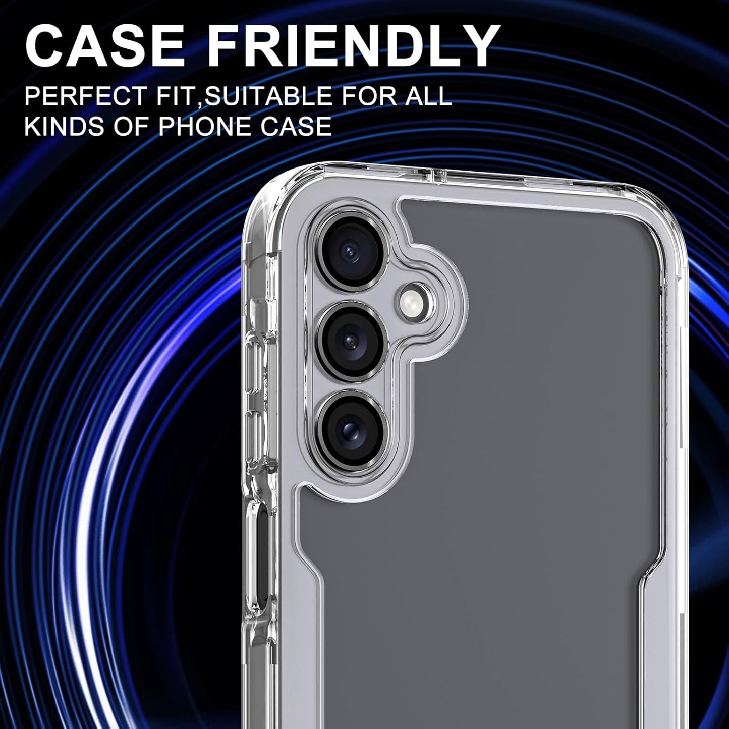 for Samsung Galaxy A16 Camera Lens Protector, Individual Metal Ring Tempered Glass Lens Cover, [Strong Adsorption] Scratch Resistant Ultra-Thin HD Clear Lens Cover, 1 Set-Black