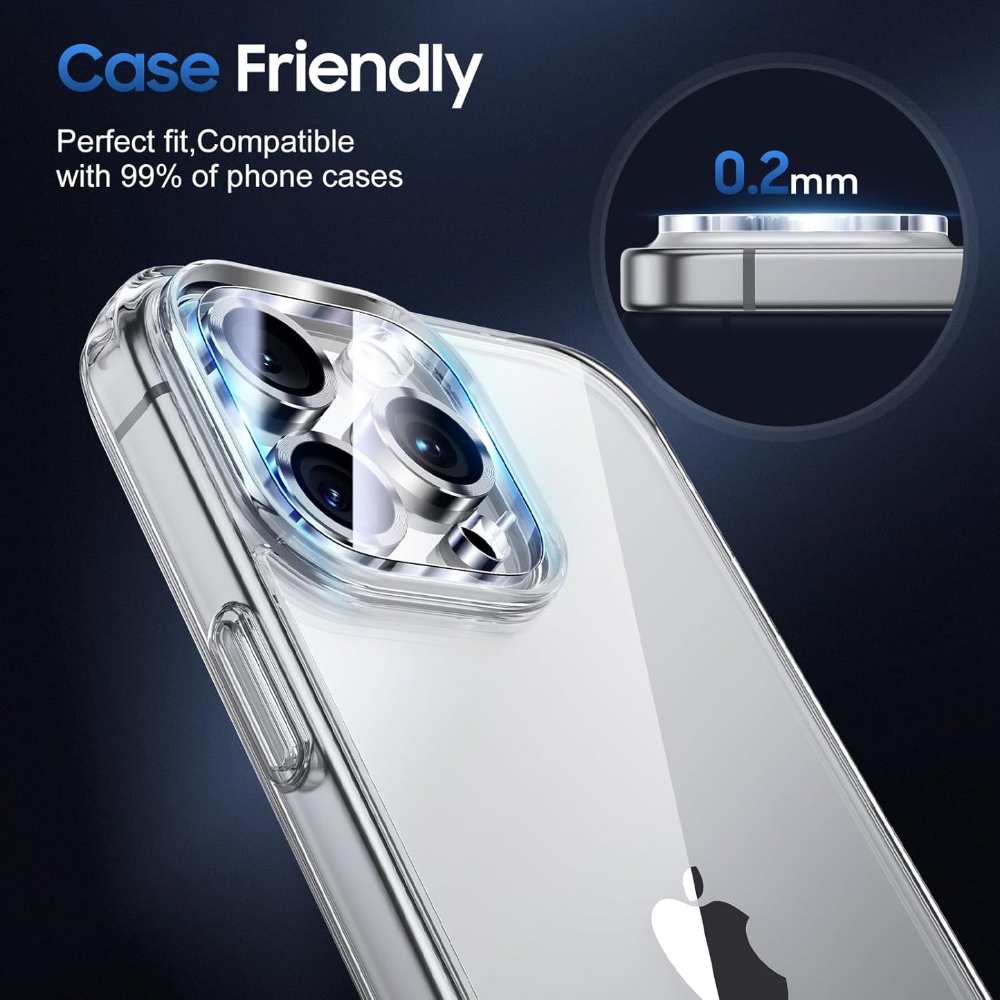 UniqueMe for 3 Pack iPhone 16 Pro/iPhone 16 Pro Max Camera Lens Protector - [Drop Protection] [Case Friendly] 9H Tempered Glass Camera Cover Screen [Update New Version] - Silver