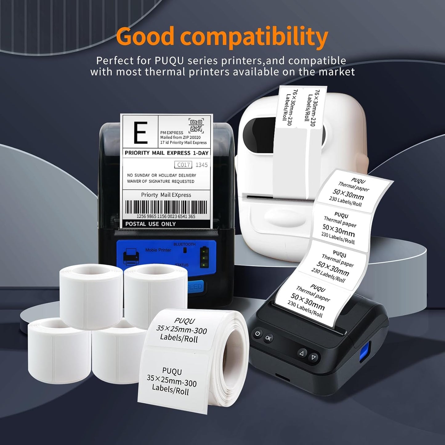 PUQU 20x10mm Direct Thermal Sticker Labels, Self-Adhesive All-Purpose Label Maker Tape, Compatible with AQ Series Label Printer, Refills Standard Laminated Office Labeling, 1 Roll of 600 Labels