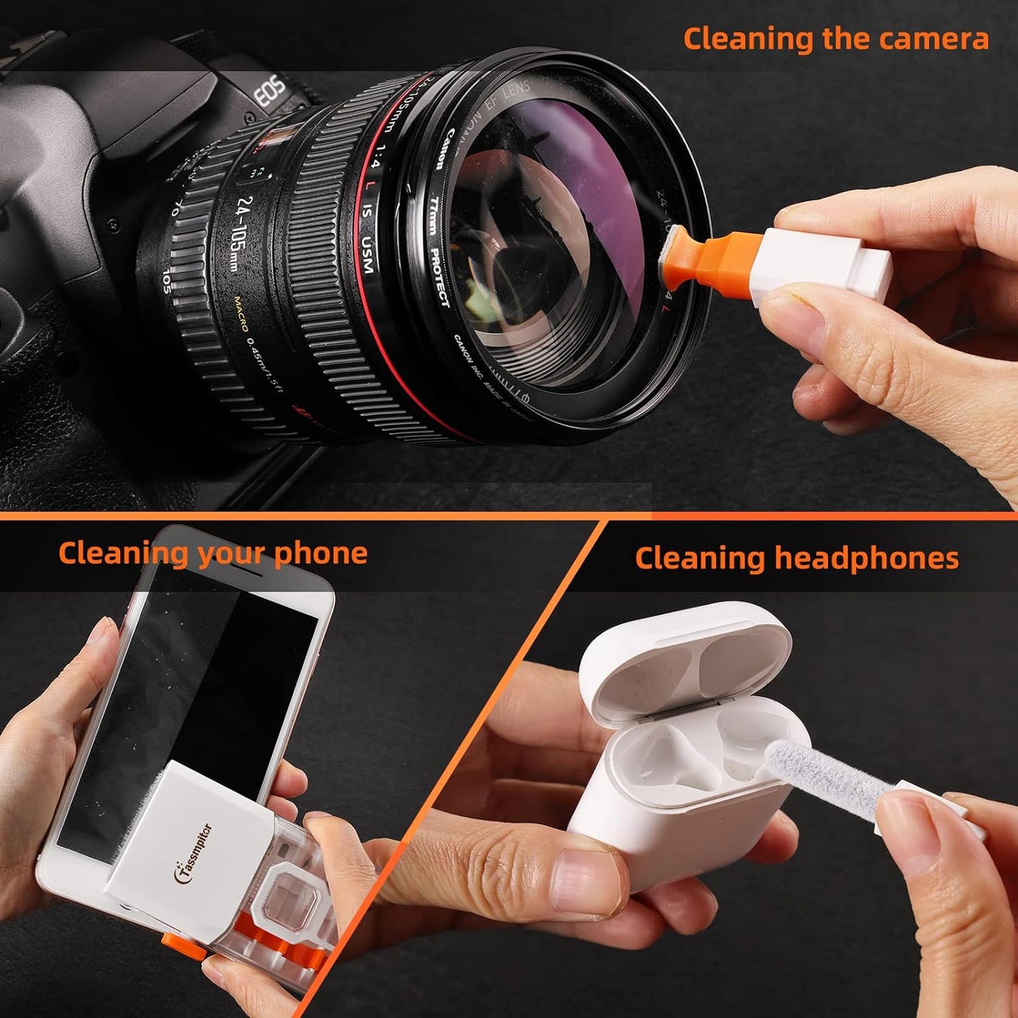 Keyboard Cleaner Laptop Cleaning Kit, All-in-One Keyboard Cleaning Kit, Laptop Cleaner Tool for MacBook iPad iPhone Computer, Portable Electronics Brush Tool for Tablet PC Camera Lens Earbuds Monitor