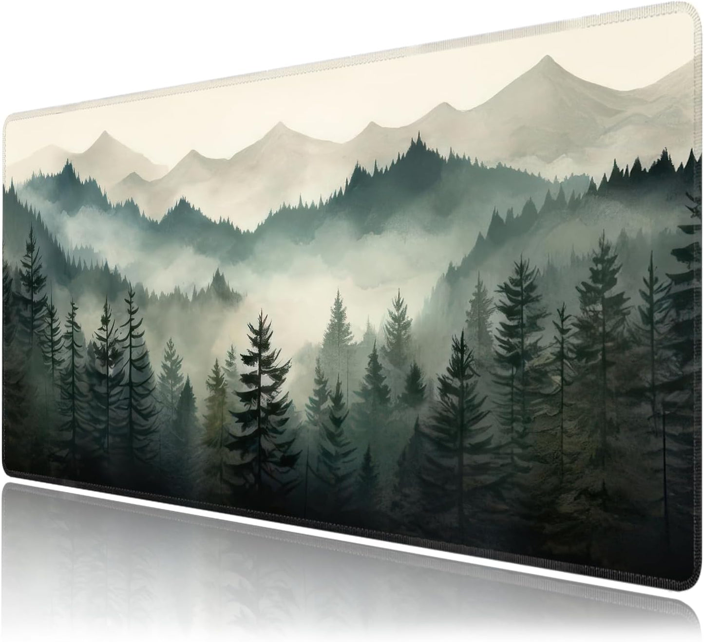 Misty Forest Large Mouse Pad,Gaming Keyboard Desk Pad,Extended Mouse Mat Non-Slip Rubber Base with Stitched Edges for Office Game Home XXL 35.4"x15.7"