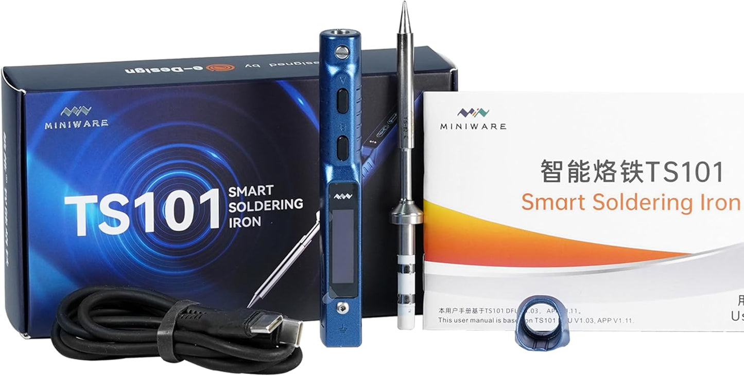 YKEY Original Blue TS101 Electronics Soldering Iron Station Kit USB Type C Power Portable Adjustable Temperature OLED Welding Tool TS100 Upgraded(TS-B2 Tip)
