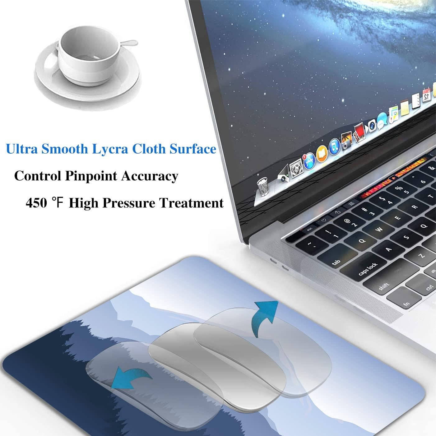 Pine Trees Forest Mouse Pad, Distant Mountain Mouse Pad for Design, Anti-Slip Rubber Base Wireless Mouse Pads for Laptop