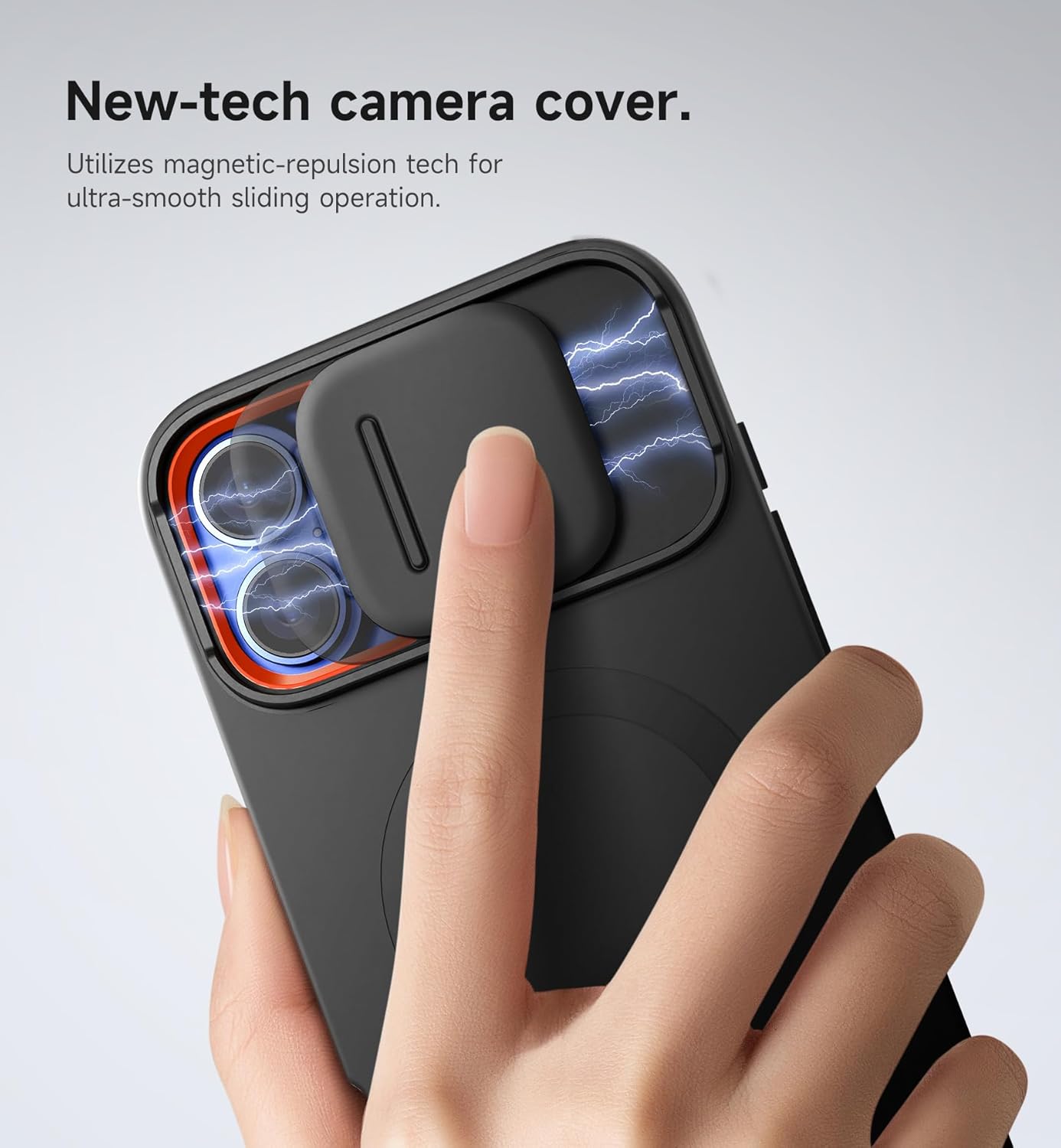 SURITCH for iPhone 16 Plus Case with Magnetic Camera Slide Cover and Adjustable Kickstand, Compatible with MagSafe, Shockproof Bumper Case Slim Protective Cover for iPhone 16 Plus 6.7 Inch, Black