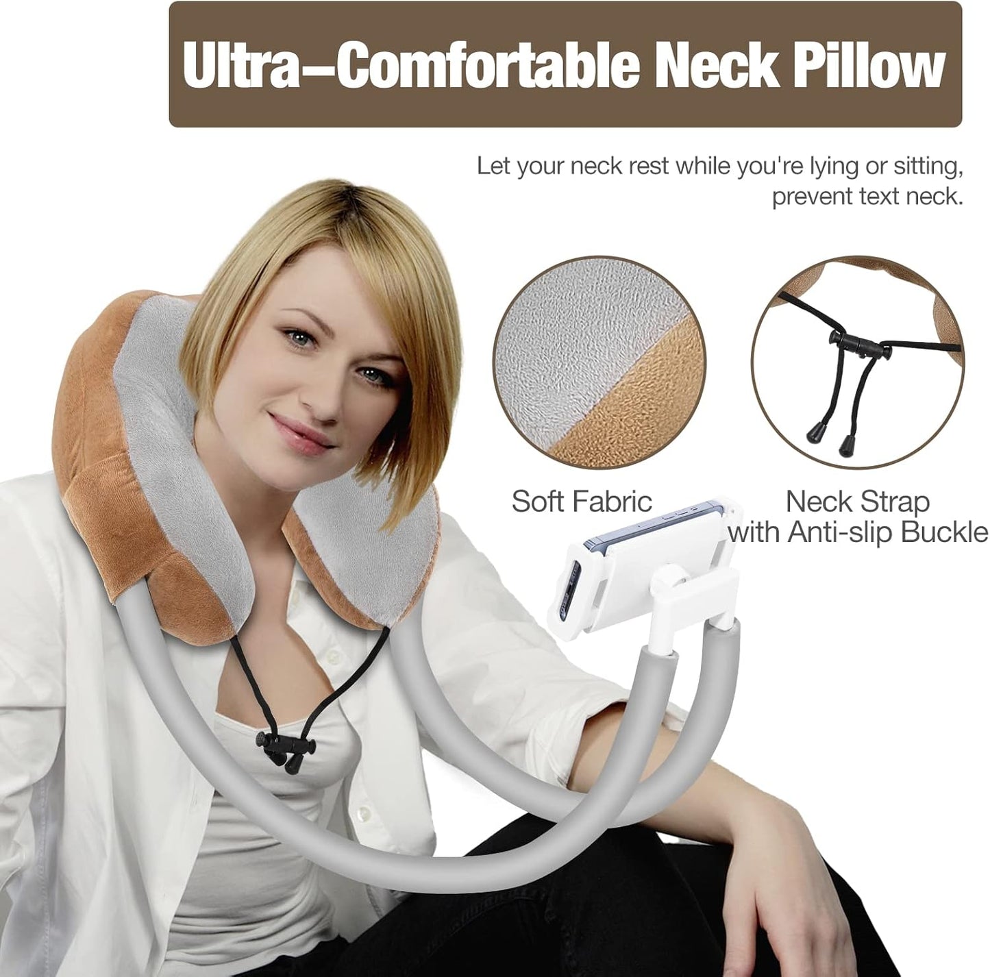 MoKo Neck Phone Holder, Lazy Gooseneck Phone Pillow Holder Bracket, 360° Rotate Phone Tablet Stand for 4"-11" Device, fits iPhone 16/Pro/Pro Max/Plus, iPhone 15/Pro/Pro Max/Plus, iPhone 14/Pro/Pro Max